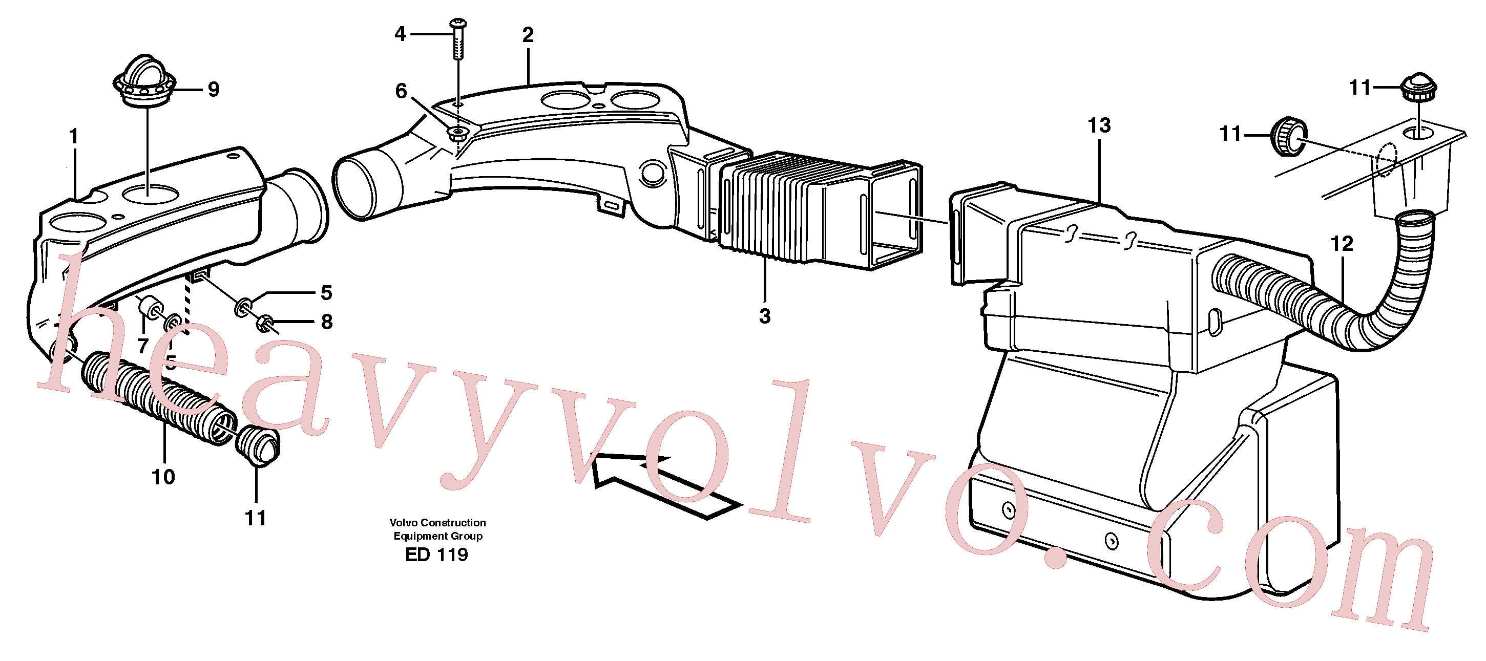 VOE969738 for Volvo Air ducts(ED119 assembly)