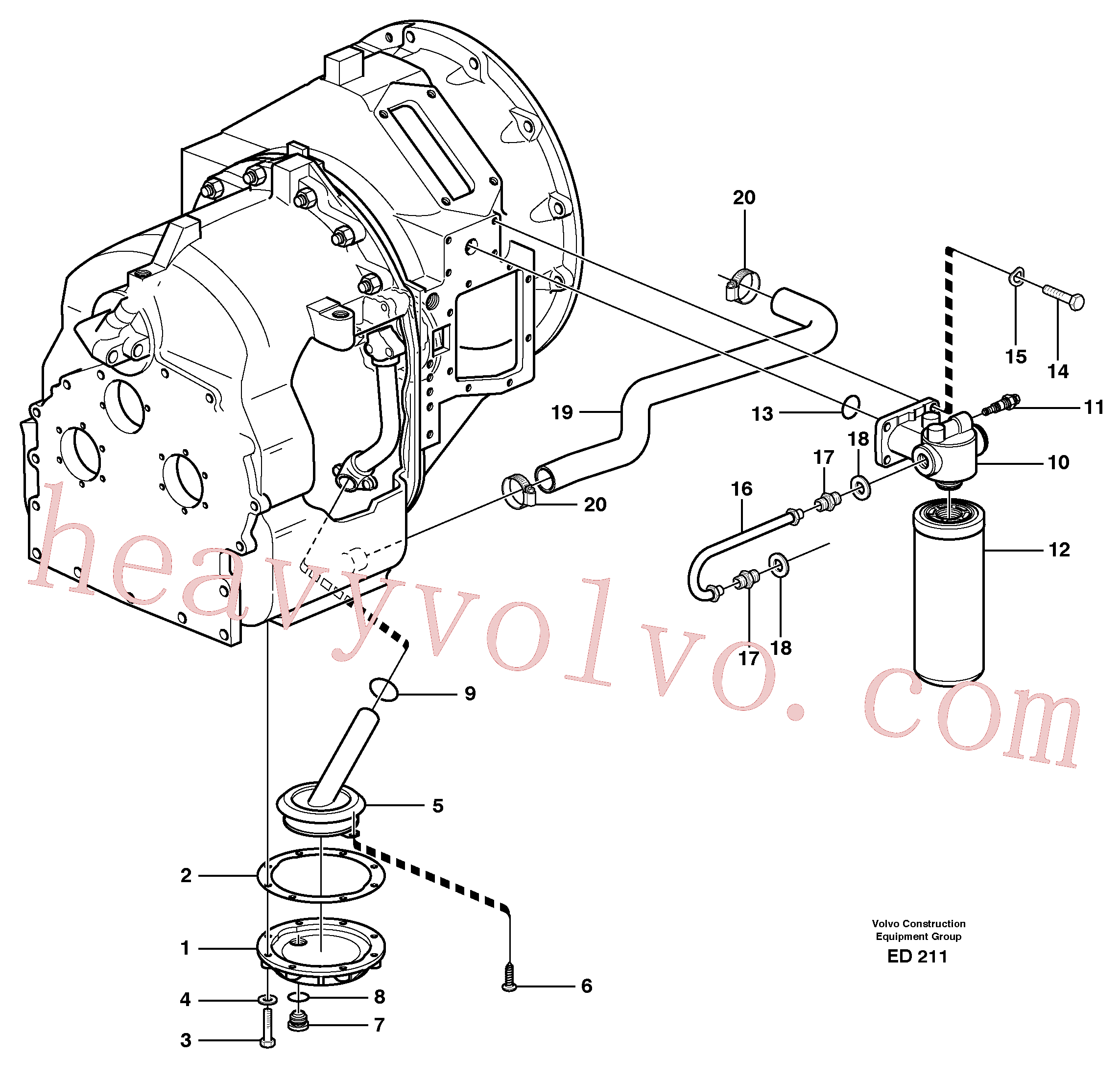 VOE958228 for Volvo Oil reservoir, strainer and filter(ED211 assembly)