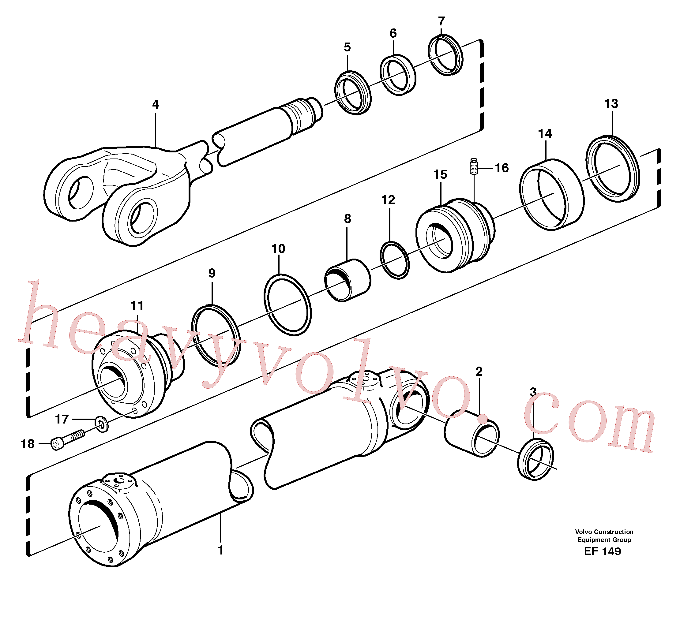 VOE11107812 for Volvo Hydraulic cylinder, lifting(EF149 assembly)