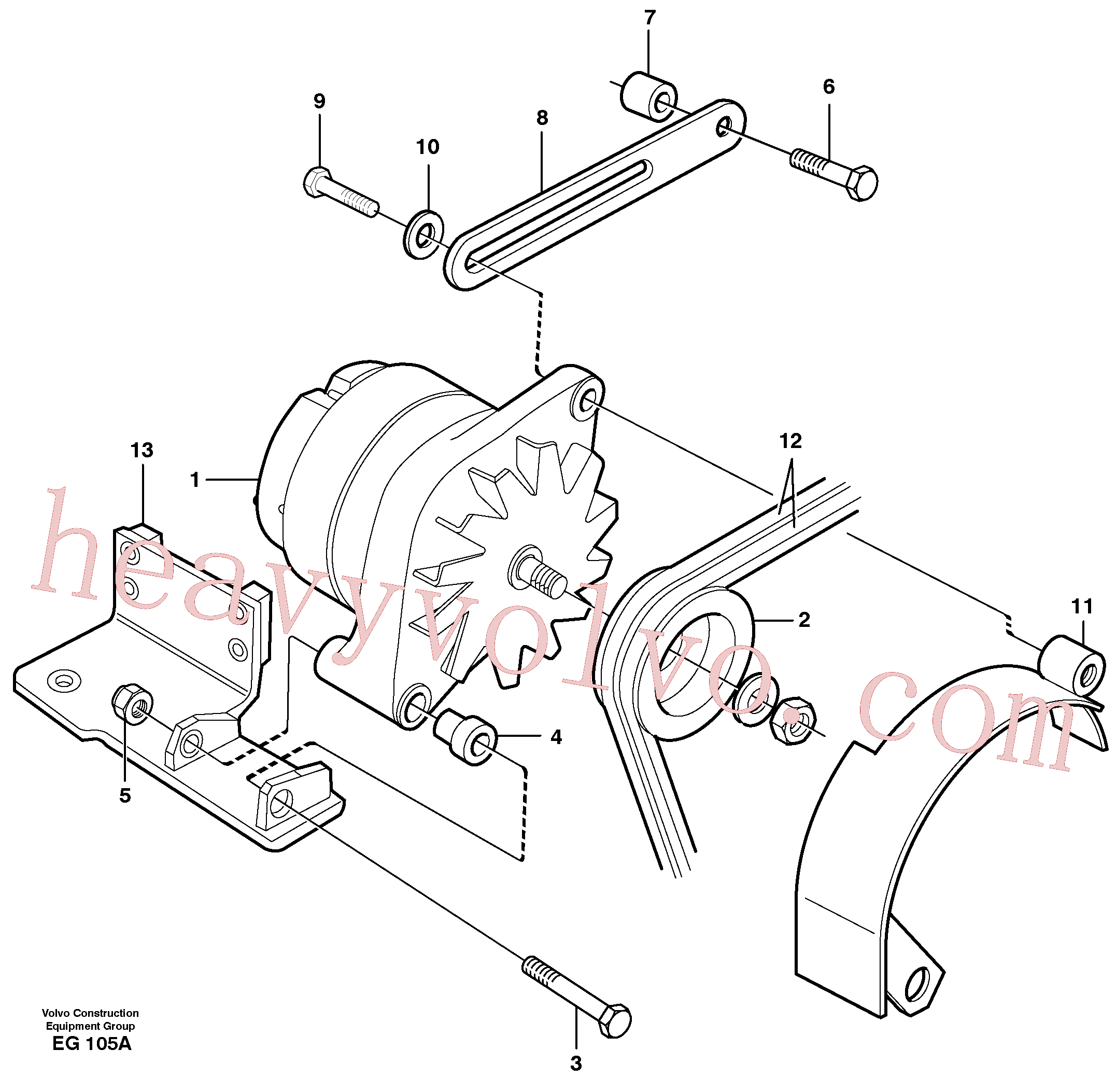 VOE966356 for Volvo Alternator with assembling details(EG105A assembly)