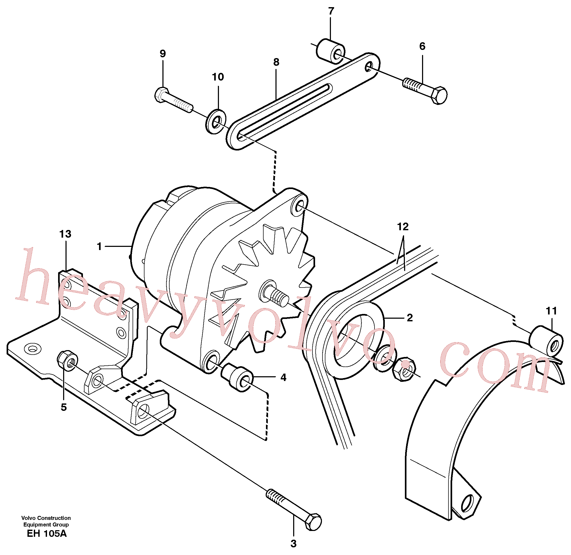 VOE966356 for Volvo Alternator with assembling details(EH105A assembly)