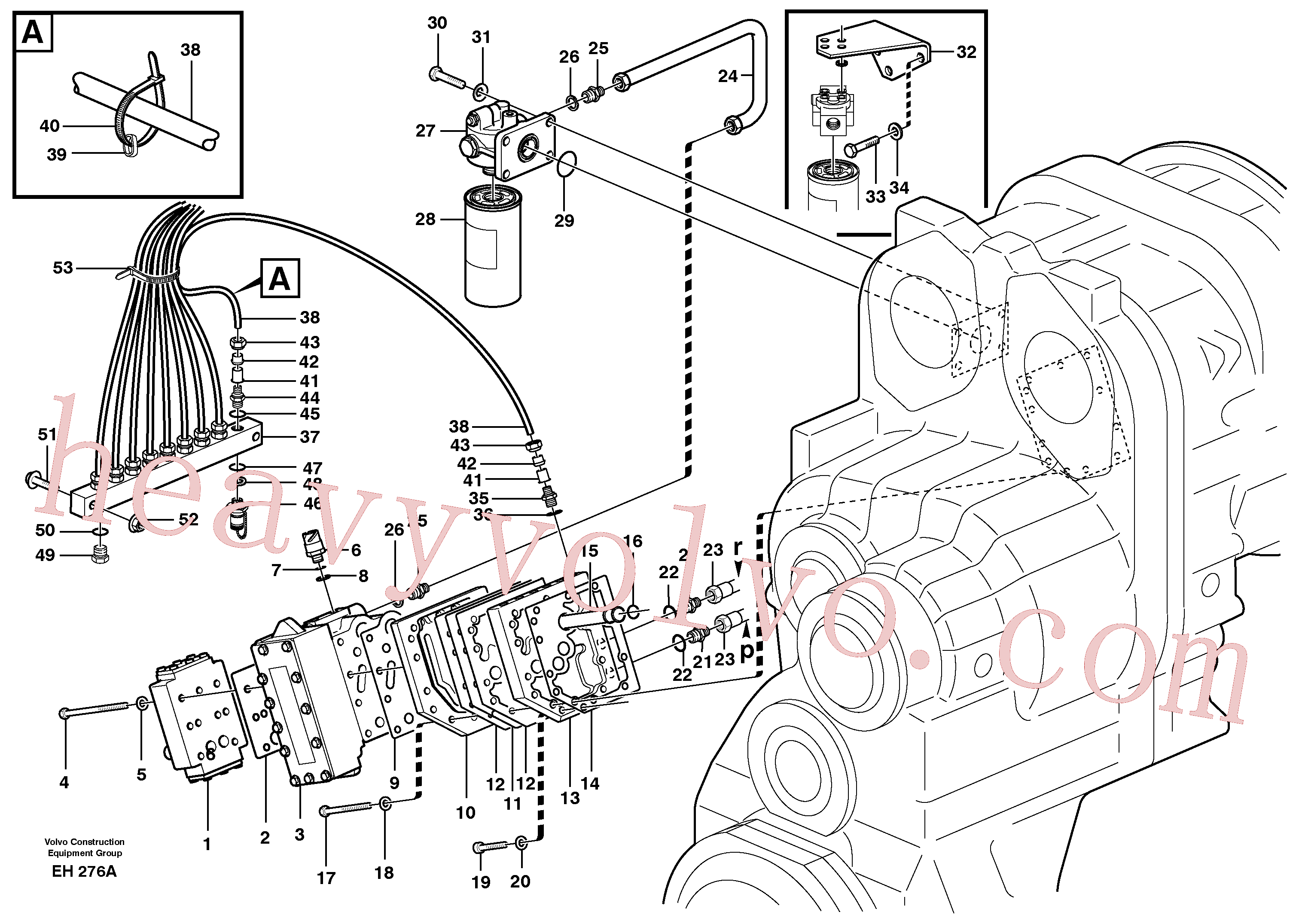 VOE945355 for Volvo Oil filter and testing block.(EH276A assembly)