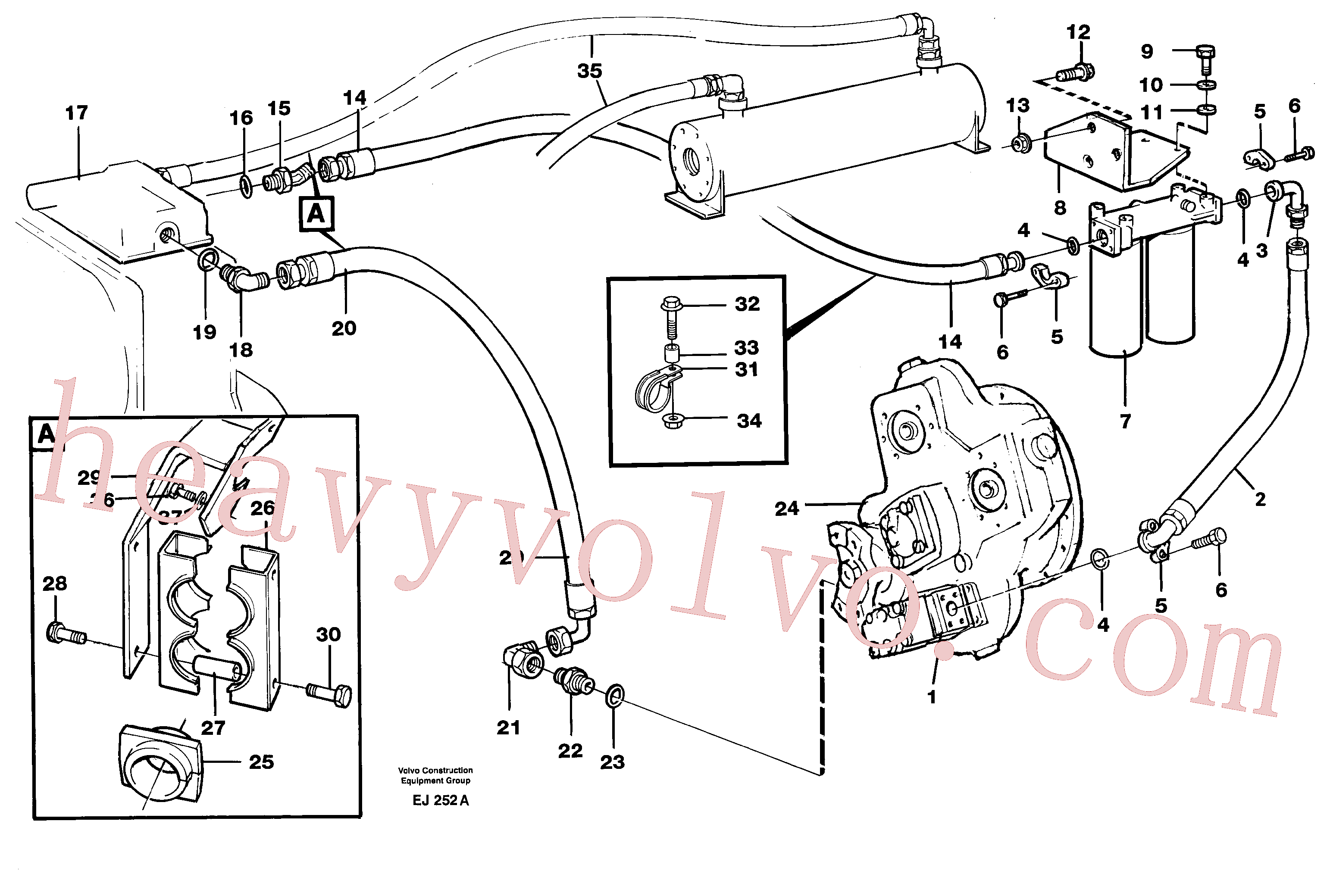 VOE932044 for Volvo Transmission: Oil filter, oil lines(EJ252A assembly)