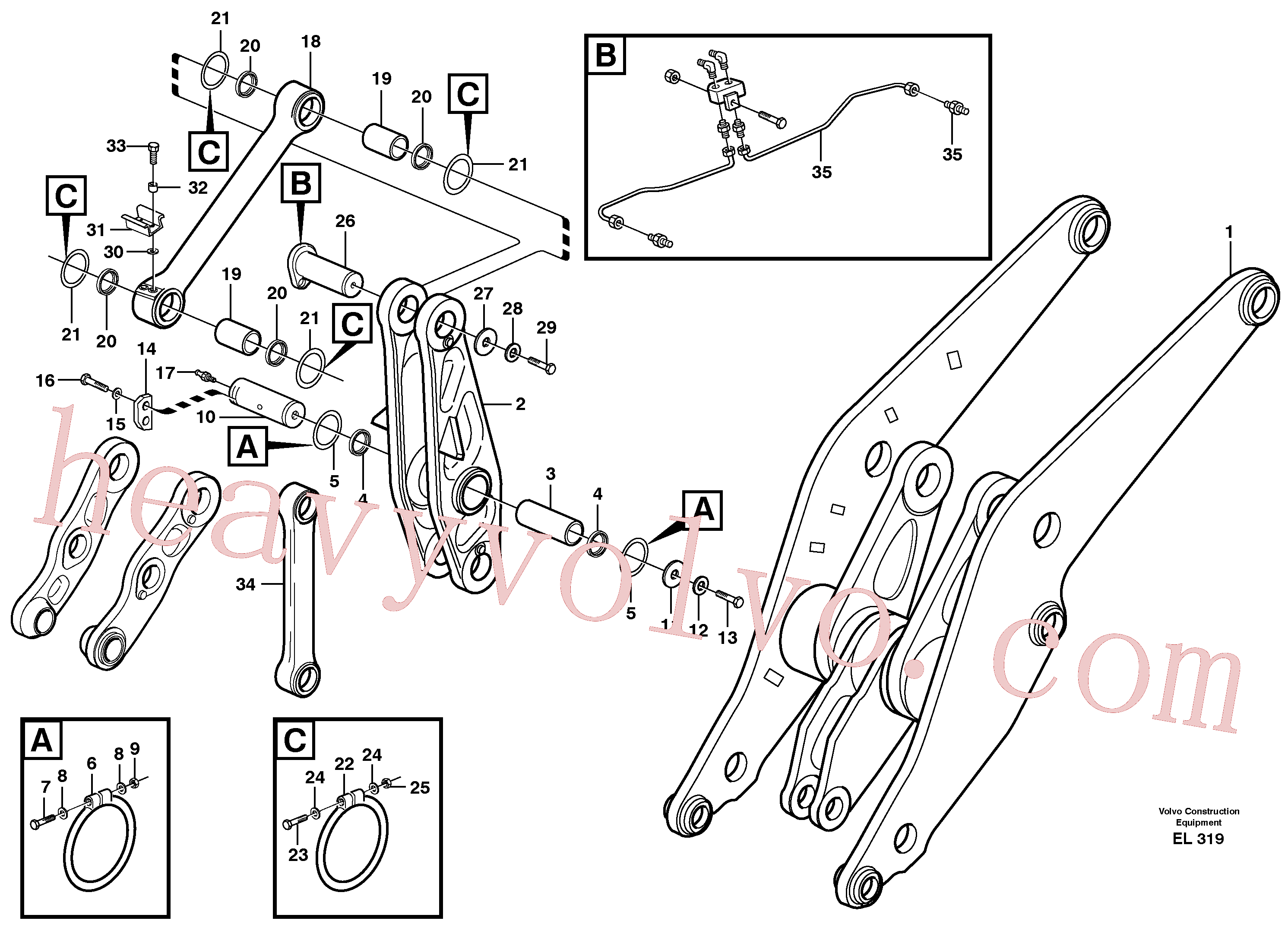 VOE843028 for Volvo Rear links with assembly parts(EL319 assembly)