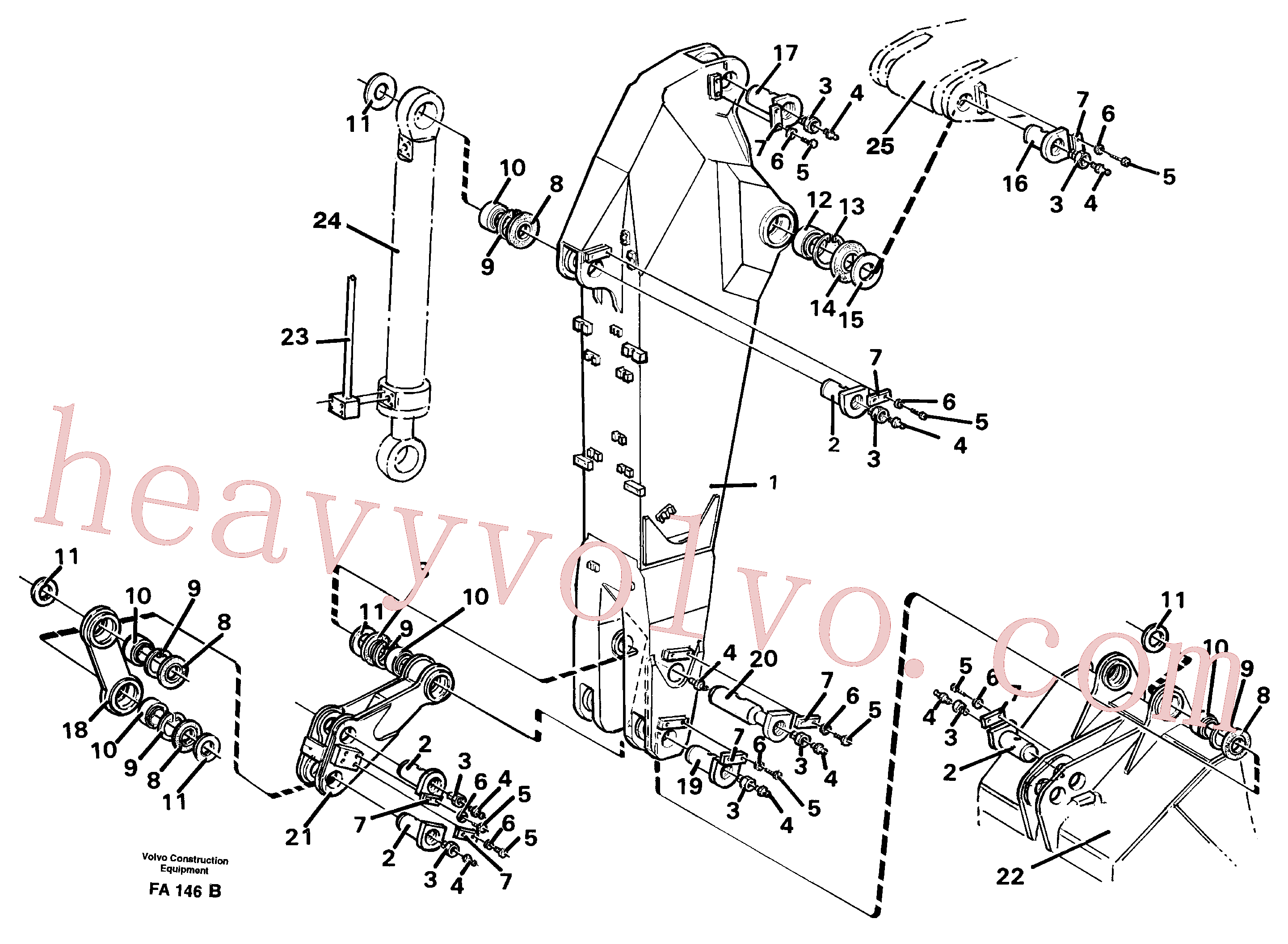 VOE14252548 for Volvo Backhoe dipper arm 2.25m(FA146B assembly)