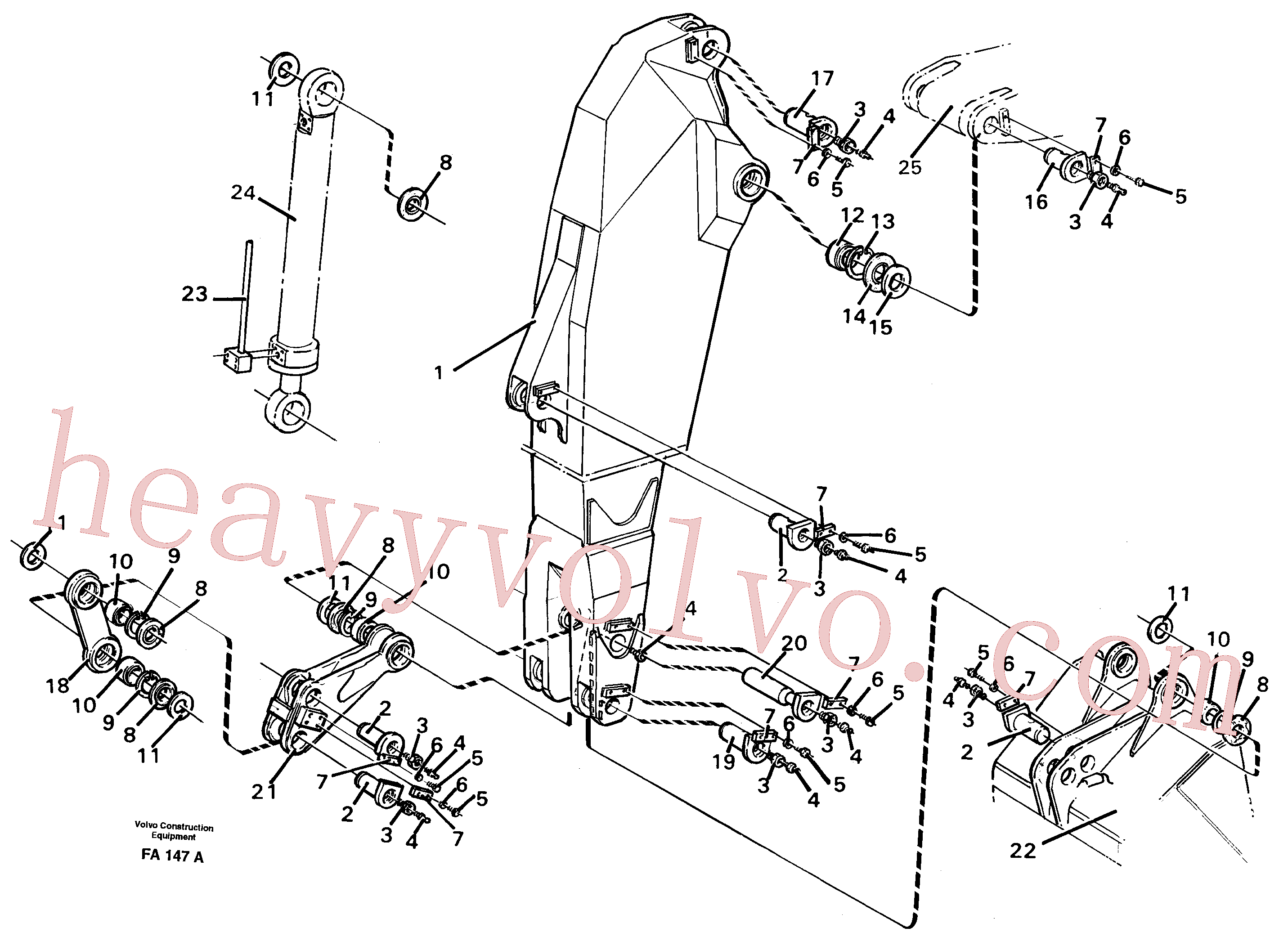 VOE14013021 for Volvo Backhoe dipper arm 2.80m(FA147A assembly)