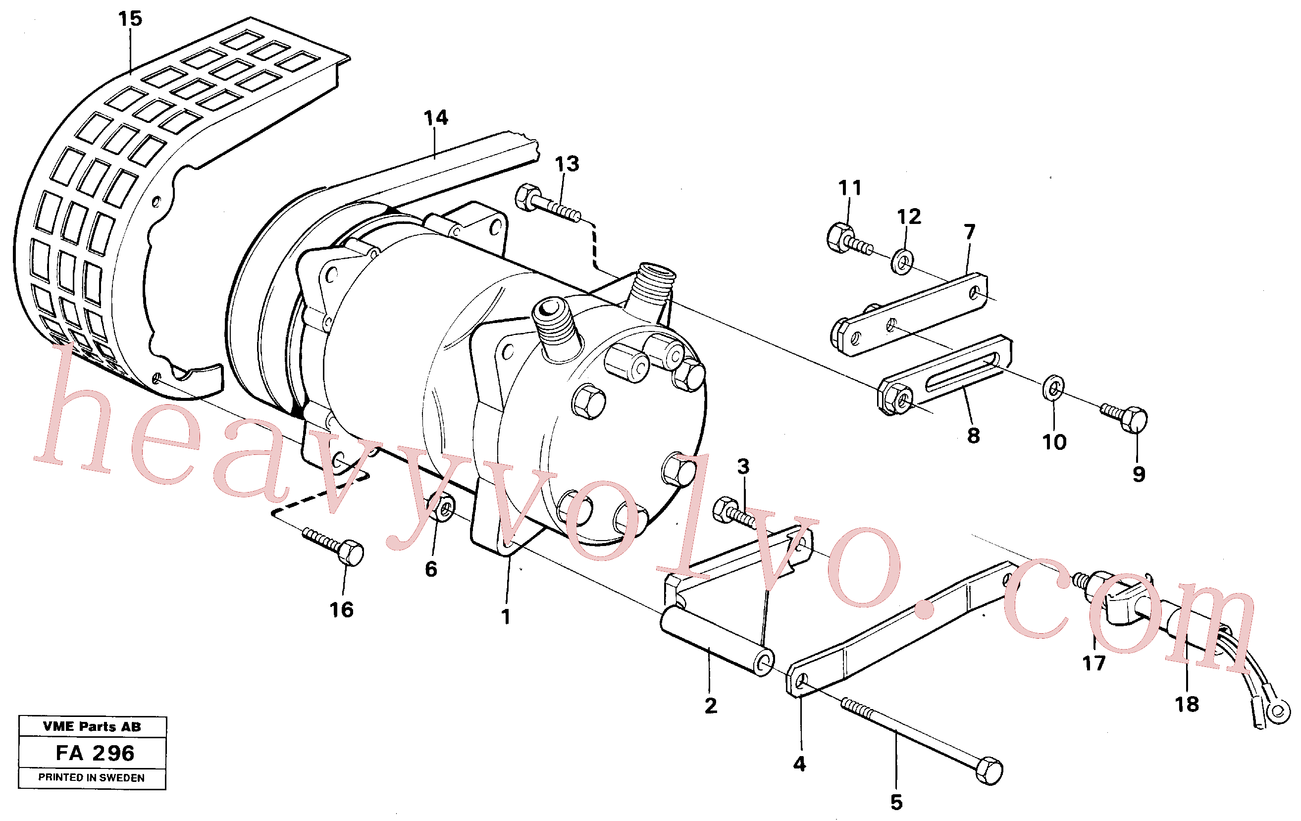 VOE14212834 for Volvo Compressor with fitting parts. Cooling agent, R12(FA296 assembly)