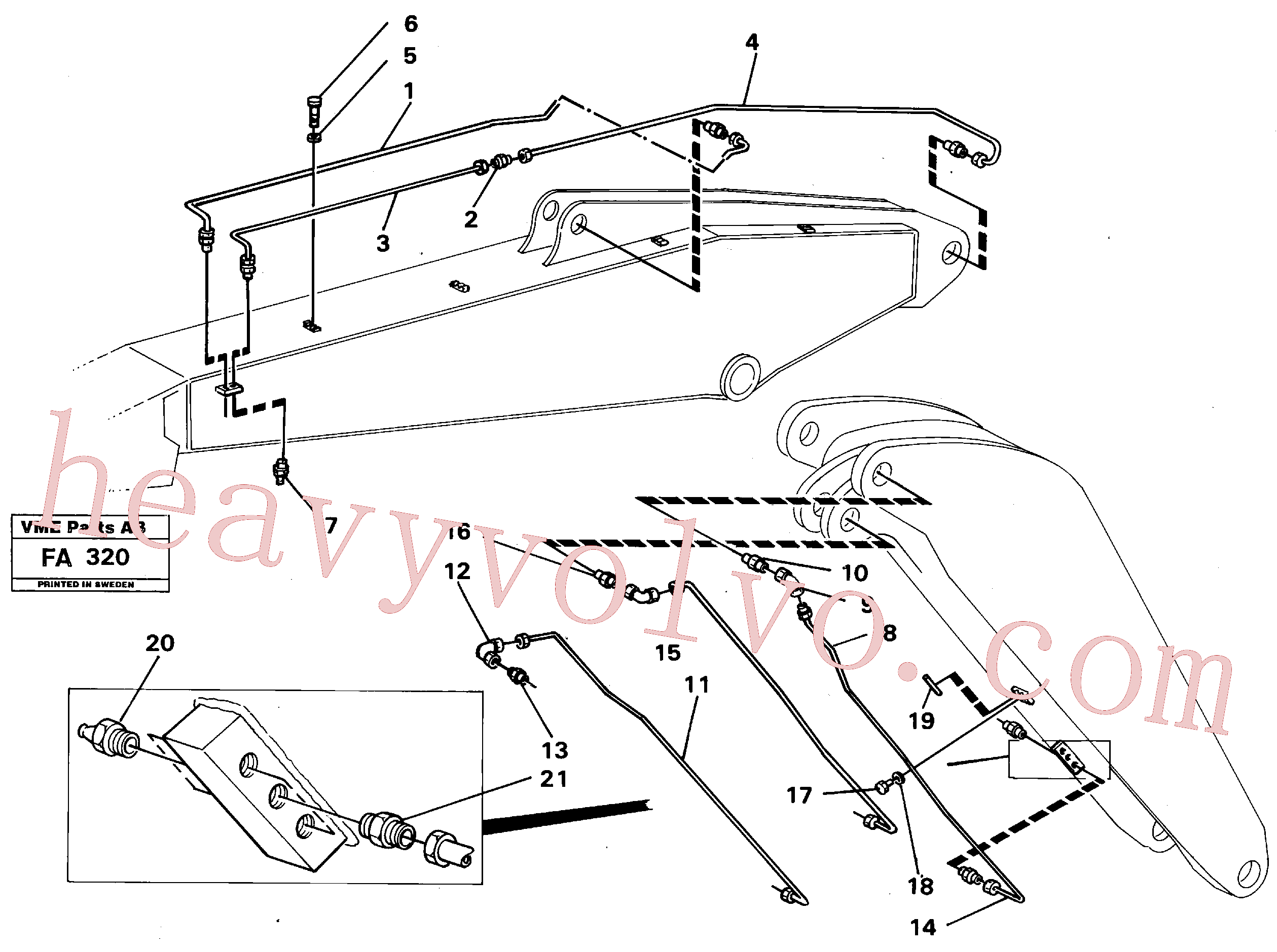 VOE14261058 for Volvo Backhoe lubricating. Adjustable boom.(FA320 assembly)