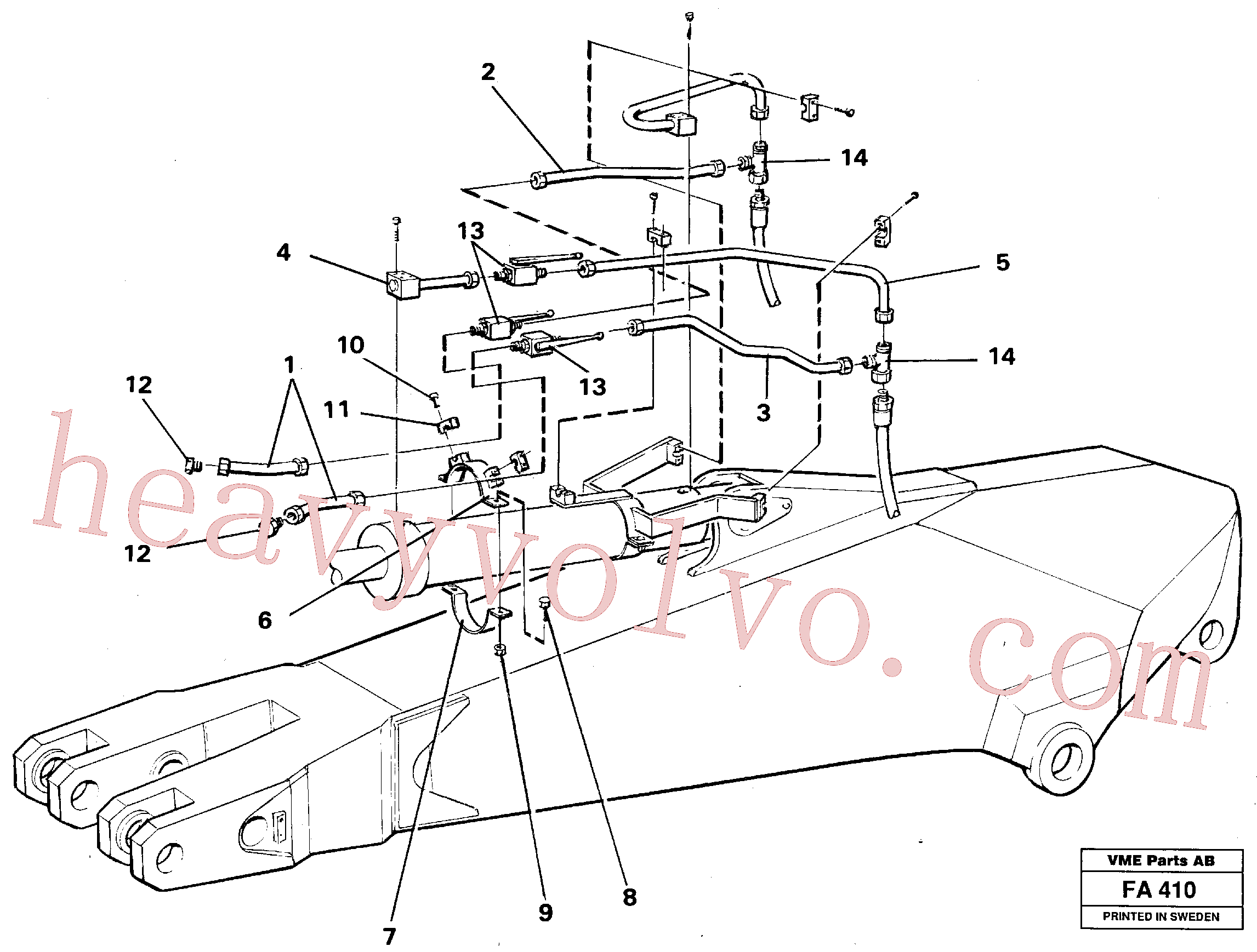 VOE14249976 for Volvo Parallel connected grab hydraulics incl. shut-offcocks on dipper arms.(FA410 assembly)