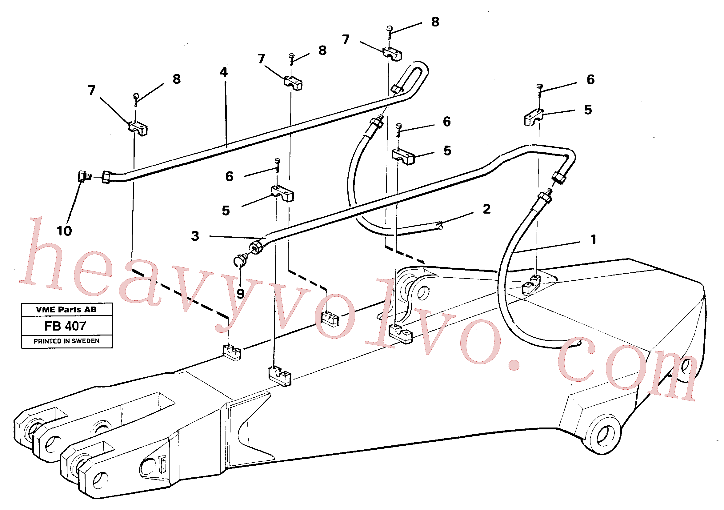 VOE14240727 for Volvo Hammer hydraulics on dipper arm, 2.25 m/ 2.80 m/ 3.30 m.(FB407 assembly)