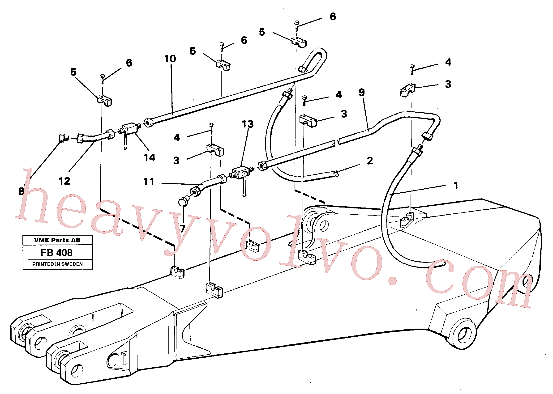 VOE14254494 for Volvo Hammer hydraulics for dipper arm incl. shut-offcocks(FB408 assembly)