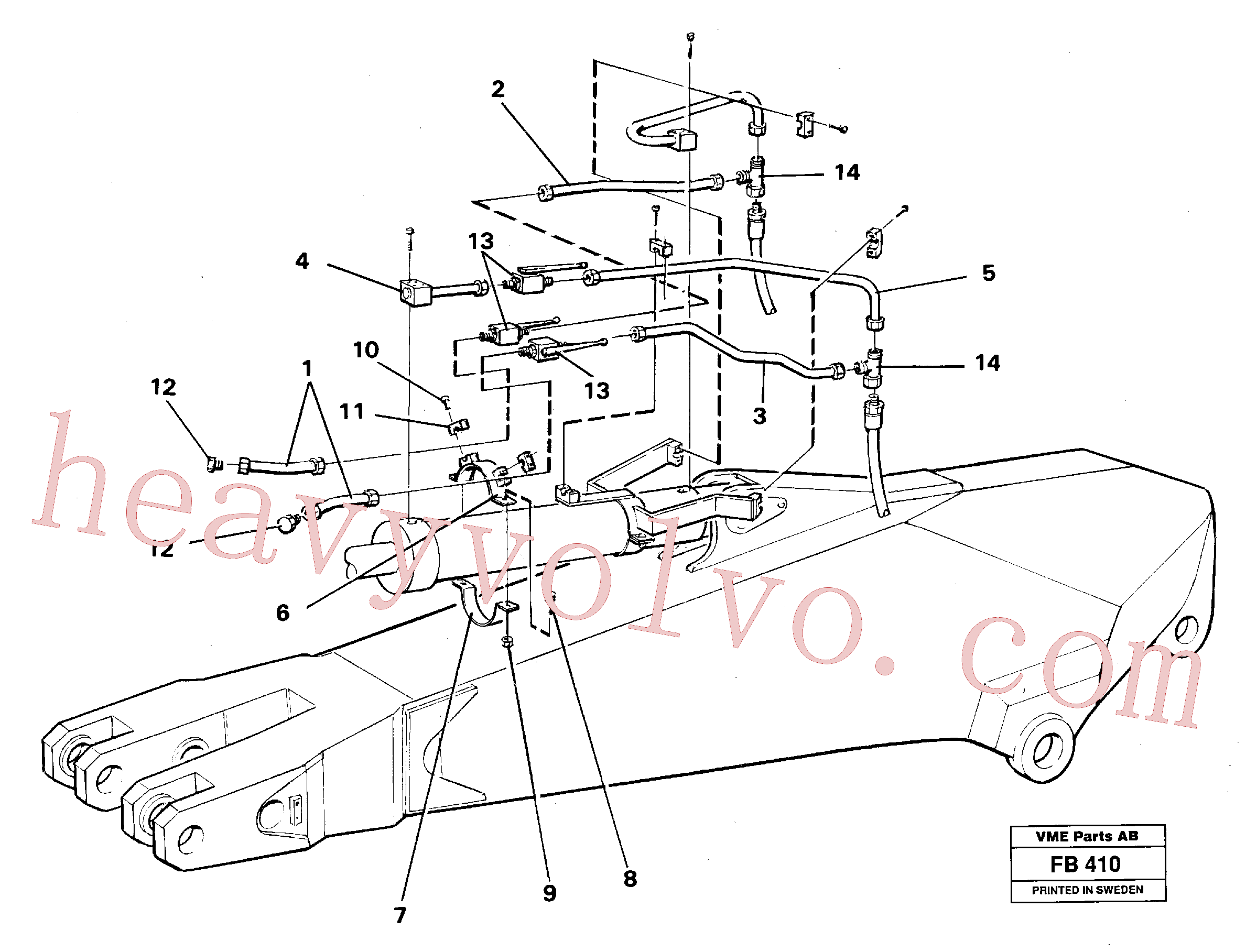 VOE14249976 for Volvo Parallel connected grab hydraulics incl. shut-offcocks on dipper arms(FB410 assembly)