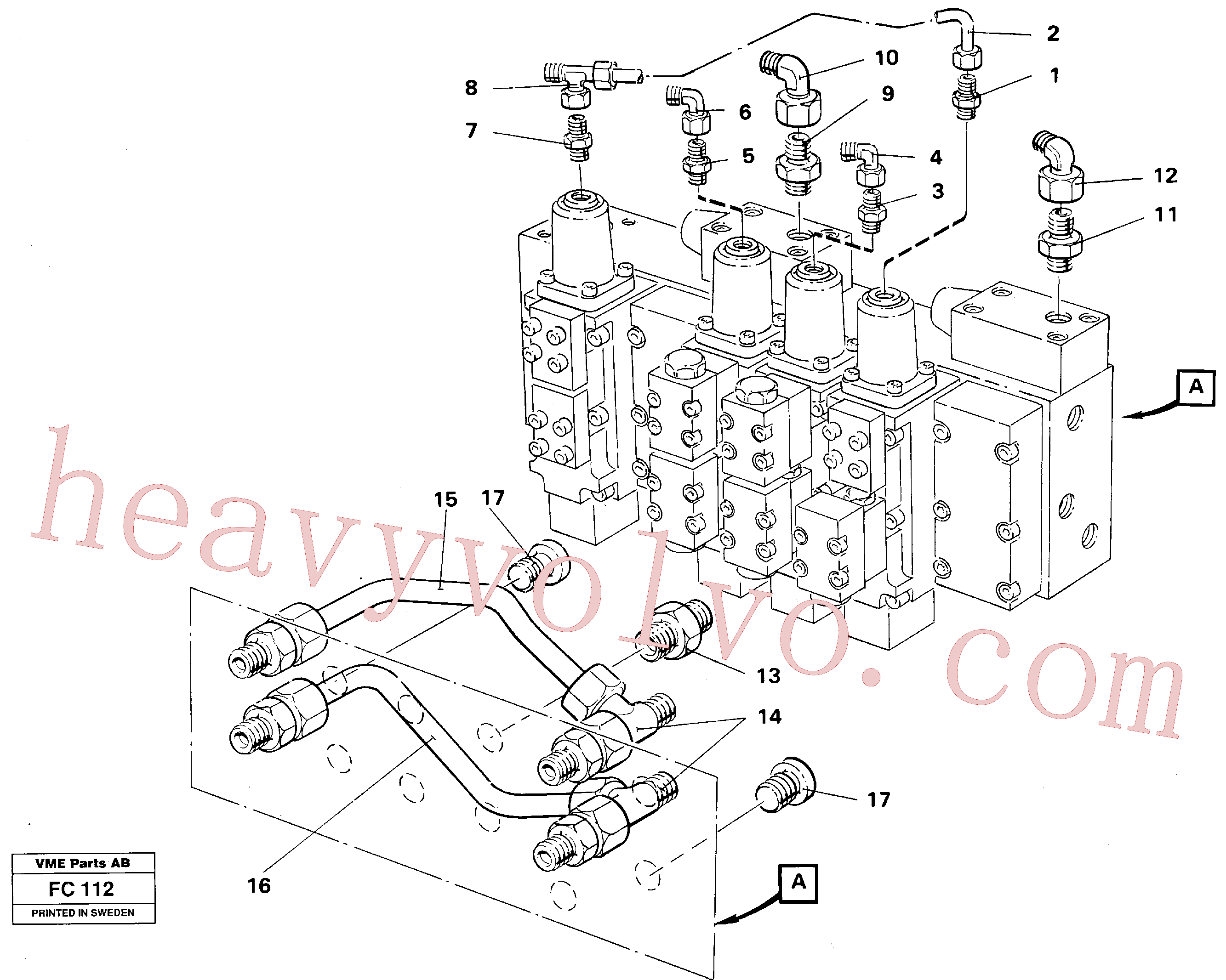 VOE14251059 for Volvo Main valve assembly tubes connections(FC112 assembly)