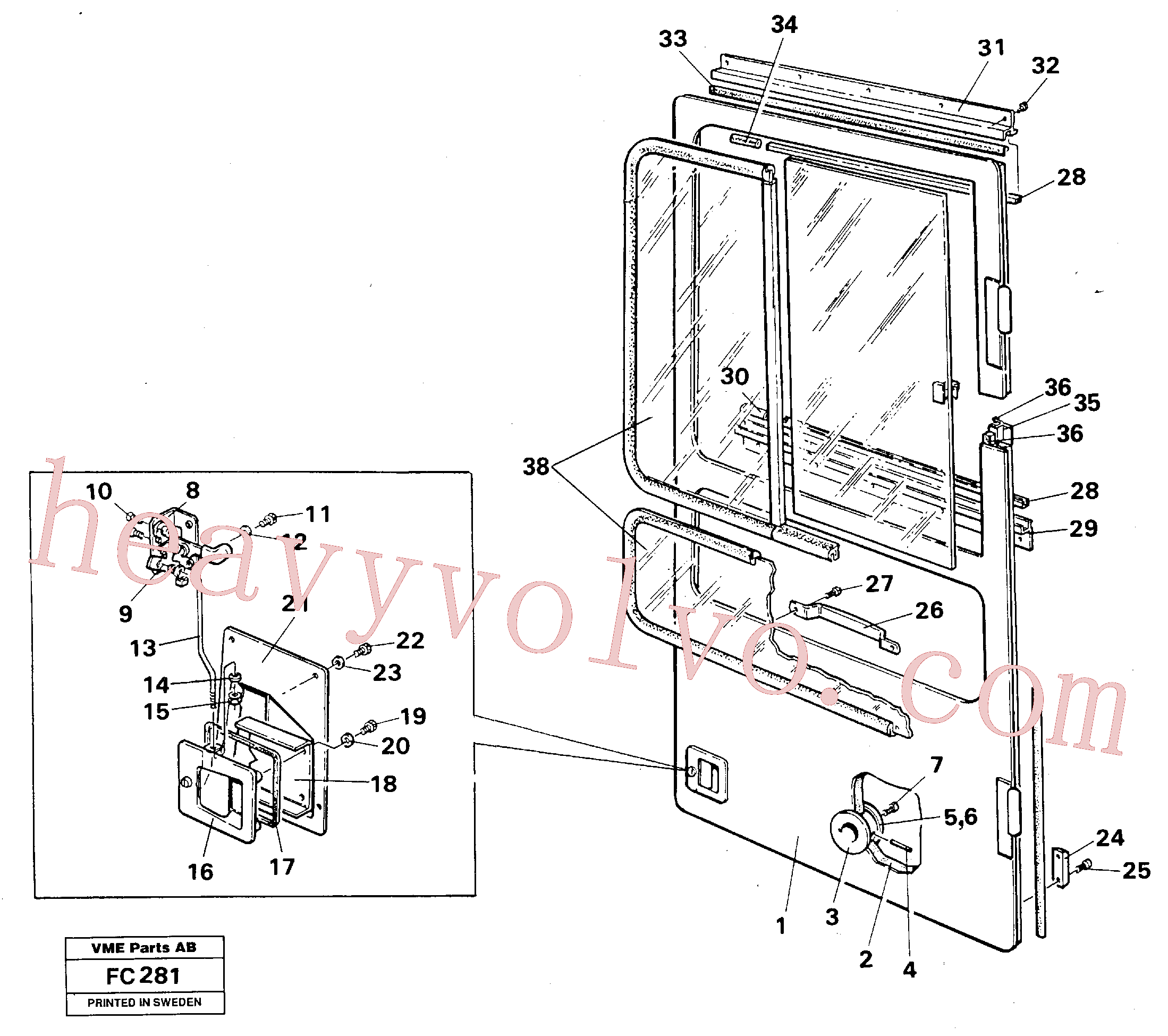 VOE14213043 for Volvo Door,drivers cab(FC281 assembly)