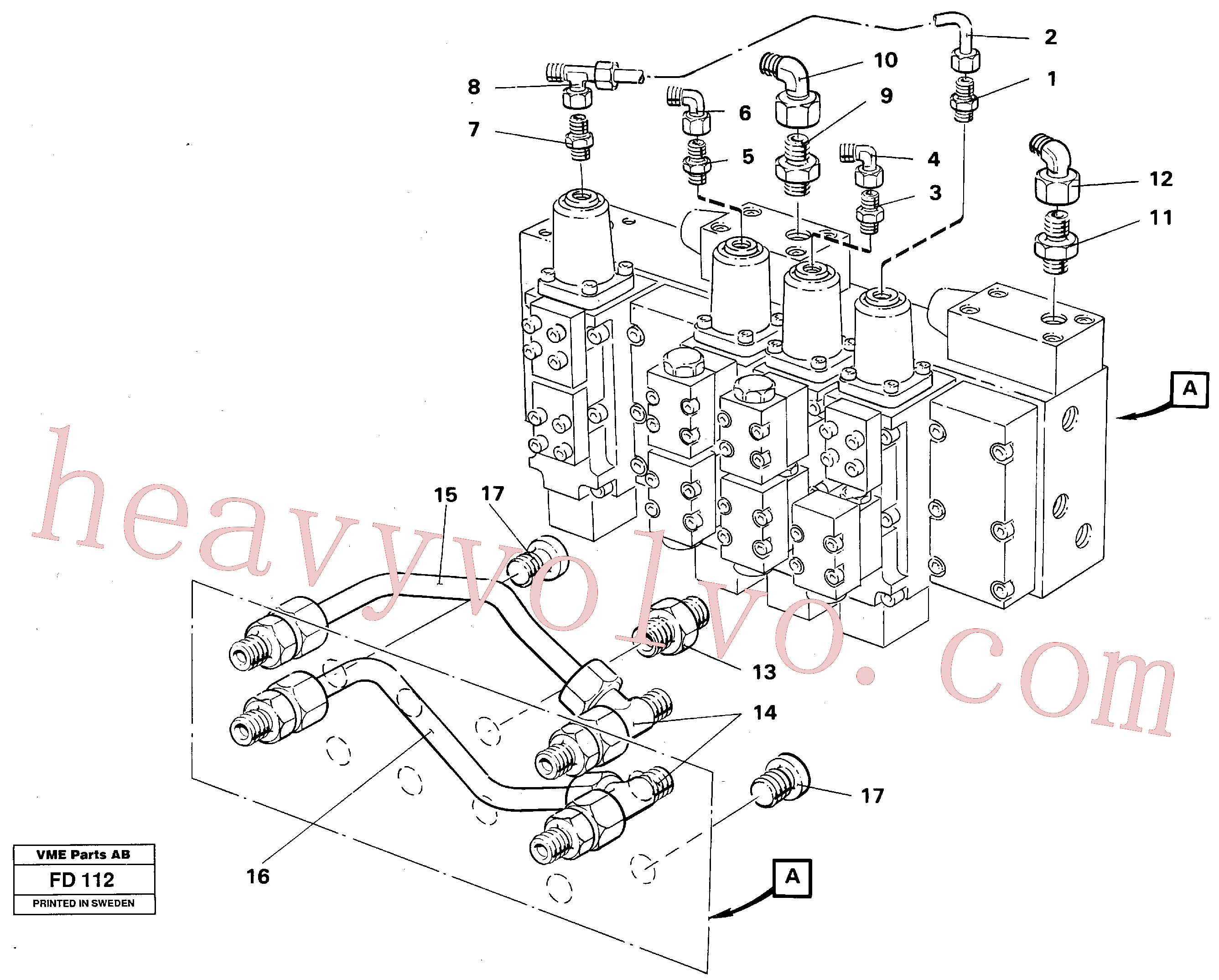 VOE14251059 for Volvo Main valve assembly tubes connections(FD112 assembly)