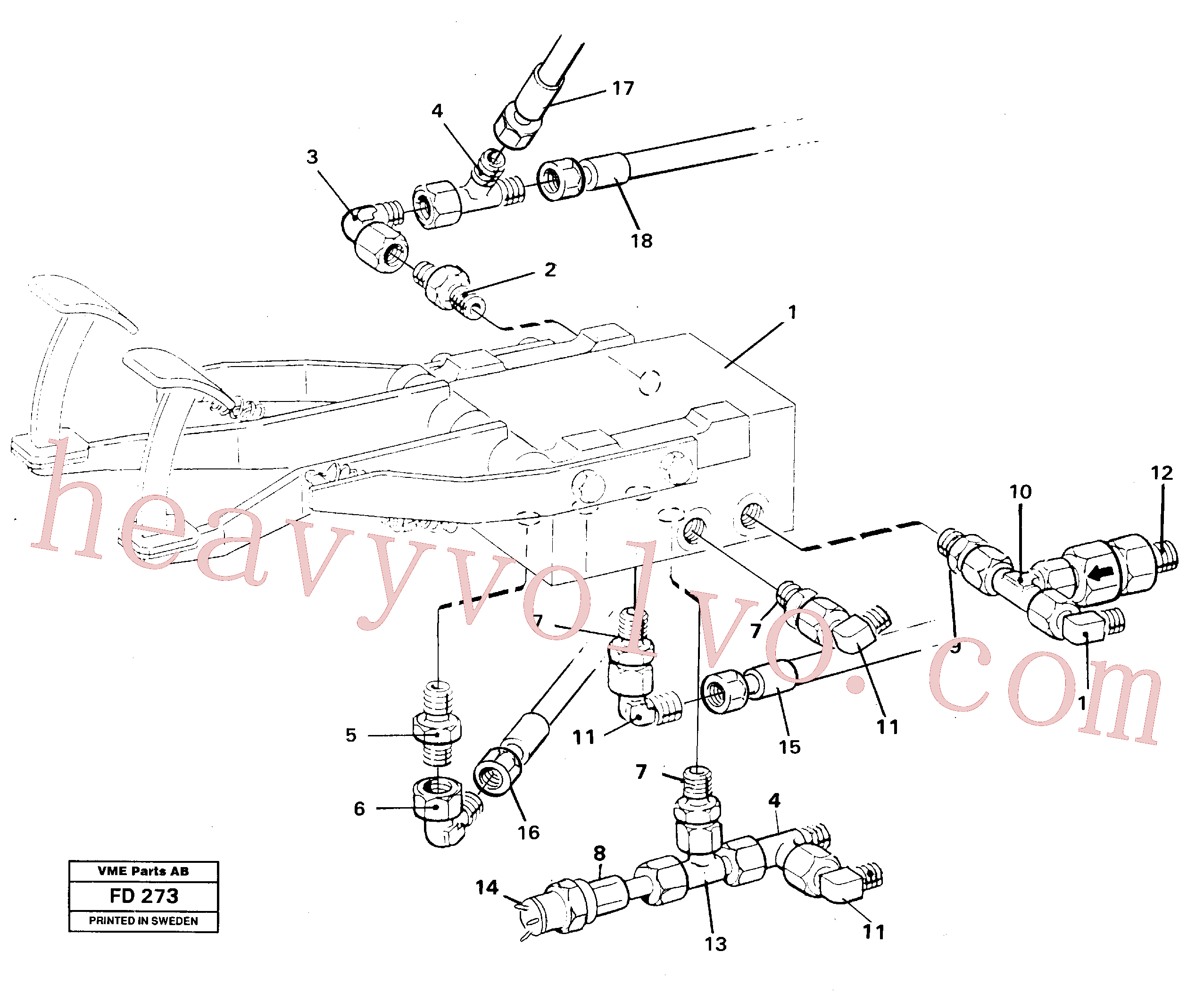 VOE14023611 for Volvo Pedal valve with connections(FD273 assembly)