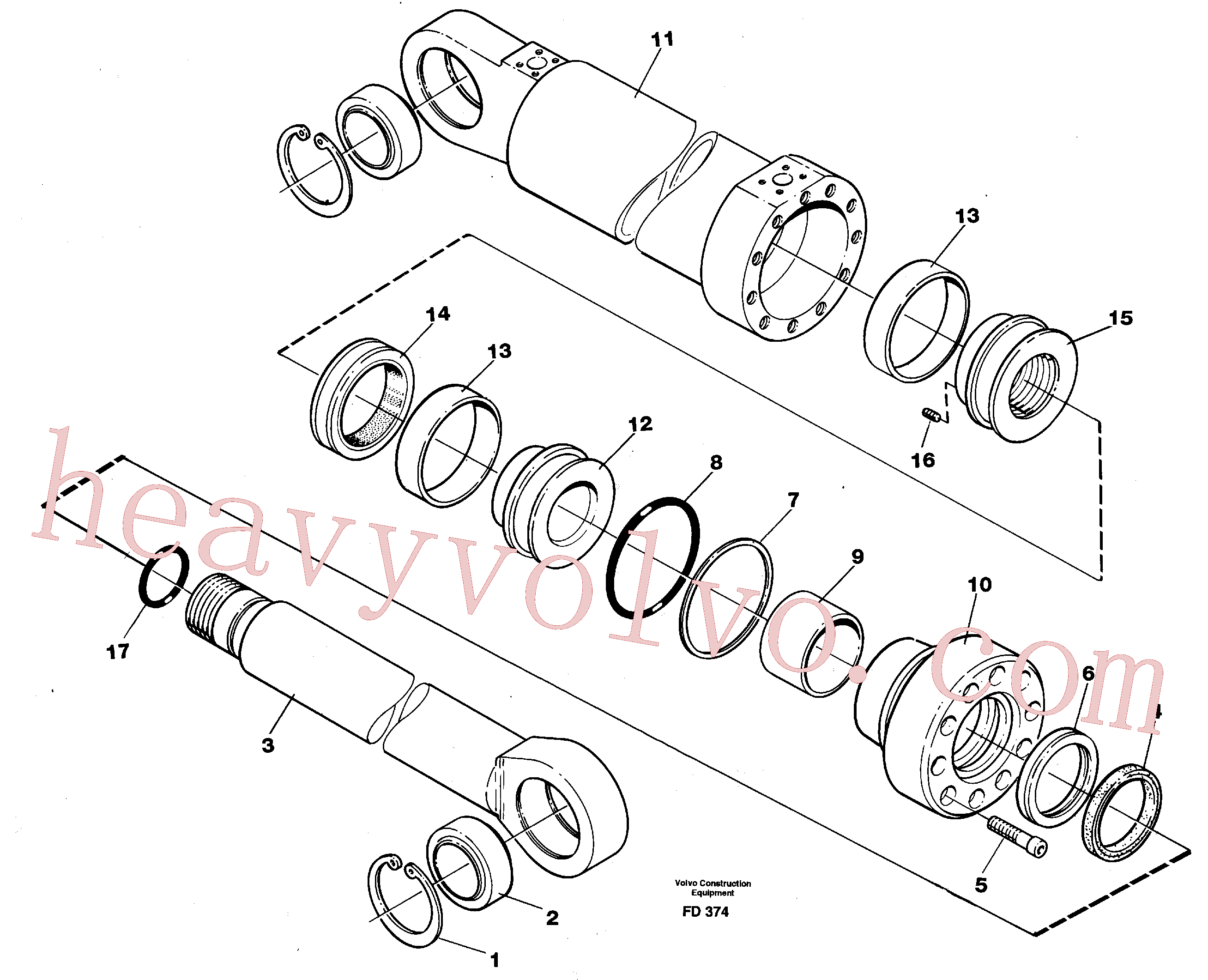 VOE11704122 for Volvo Hydraulic cylinder, dozer blade(FD374 assembly)