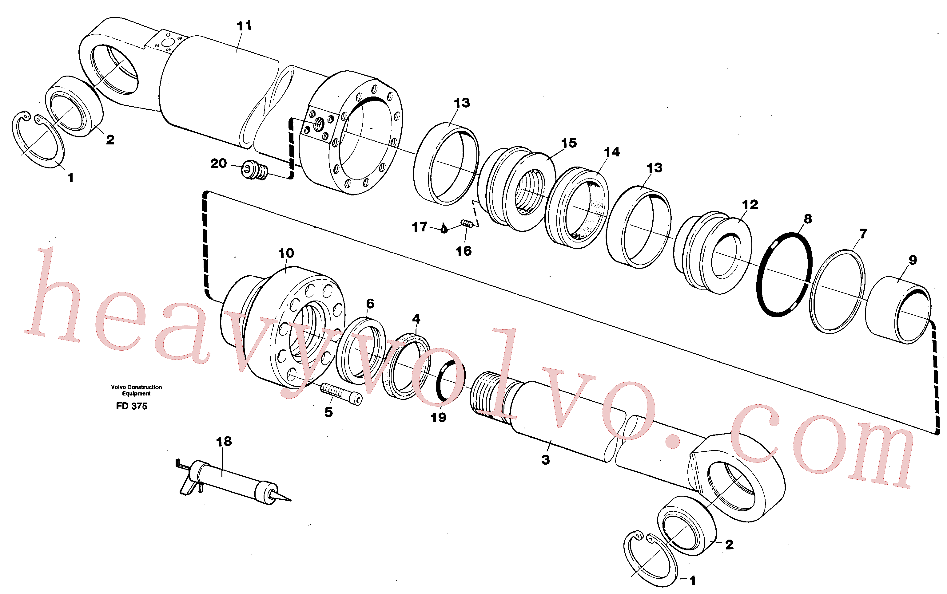 VOE11704122 for Volvo Hydraulic cylinder, dozer blade(FD375 assembly)