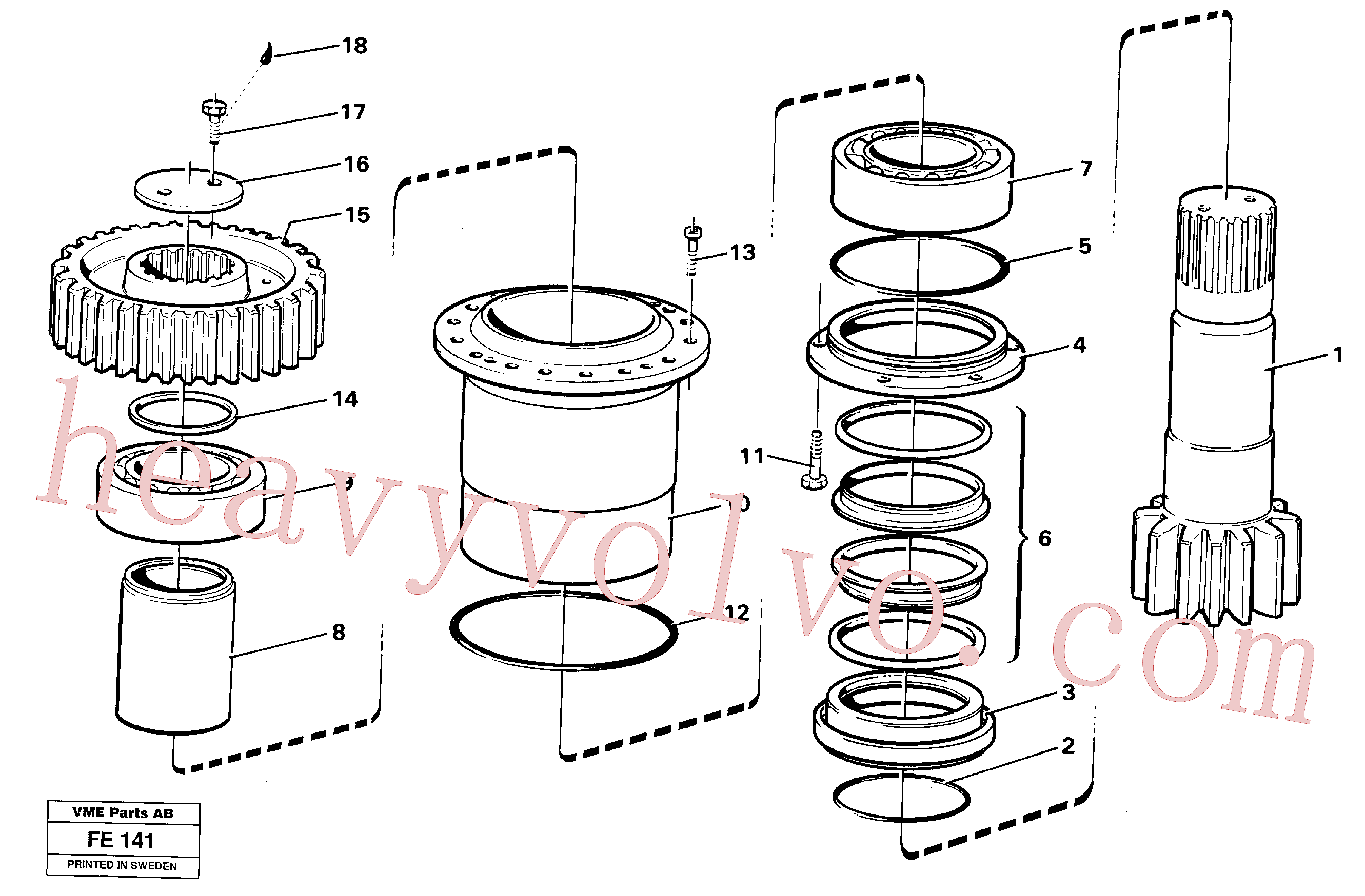 VOE14236024 for Volvo Slew drive shaft(FE141 assembly)