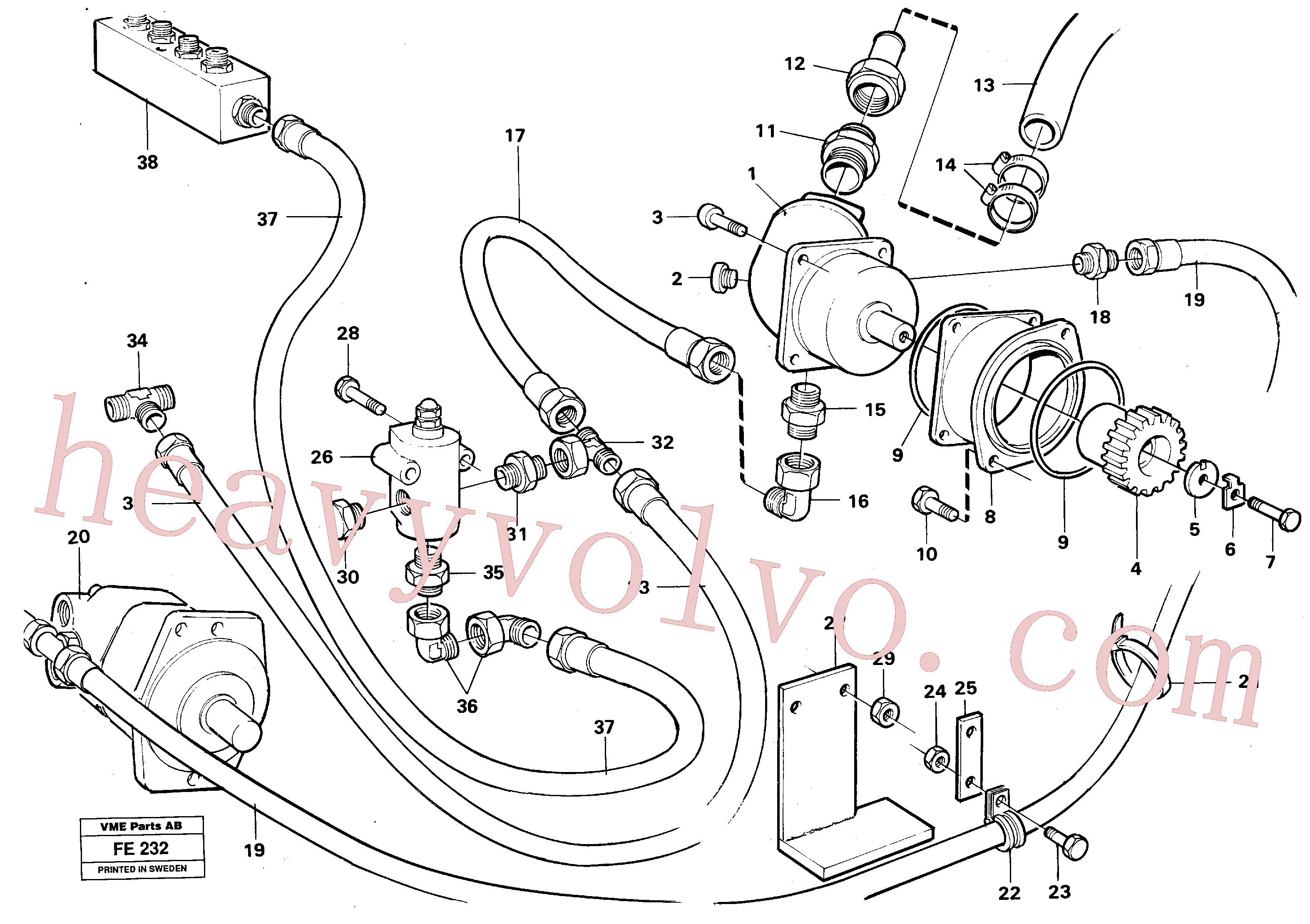 VOE14252327 for Volvo Hydraulic pump with fitting parts(FE232 assembly)