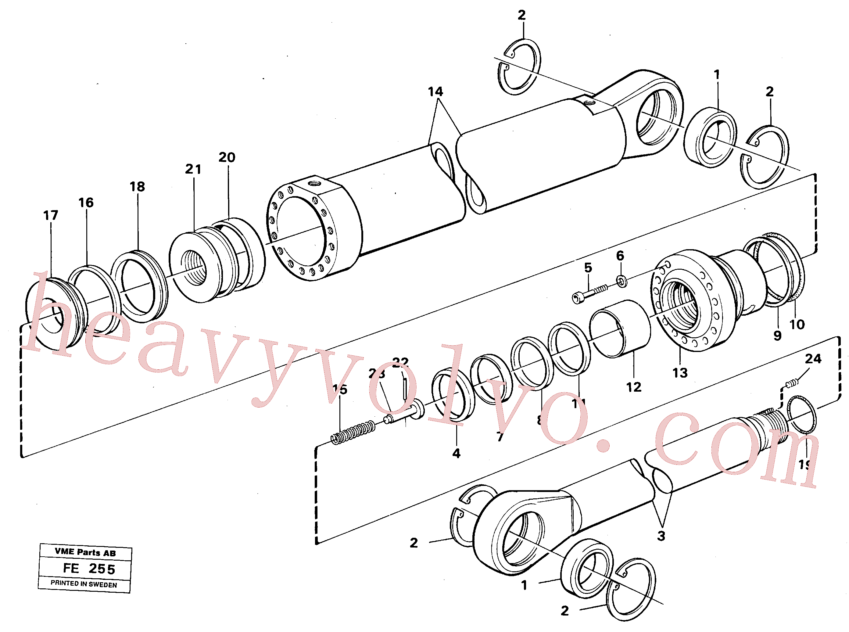 VOE14215450 for Volvo Boom- and bucket cylinder(FE255 assembly)