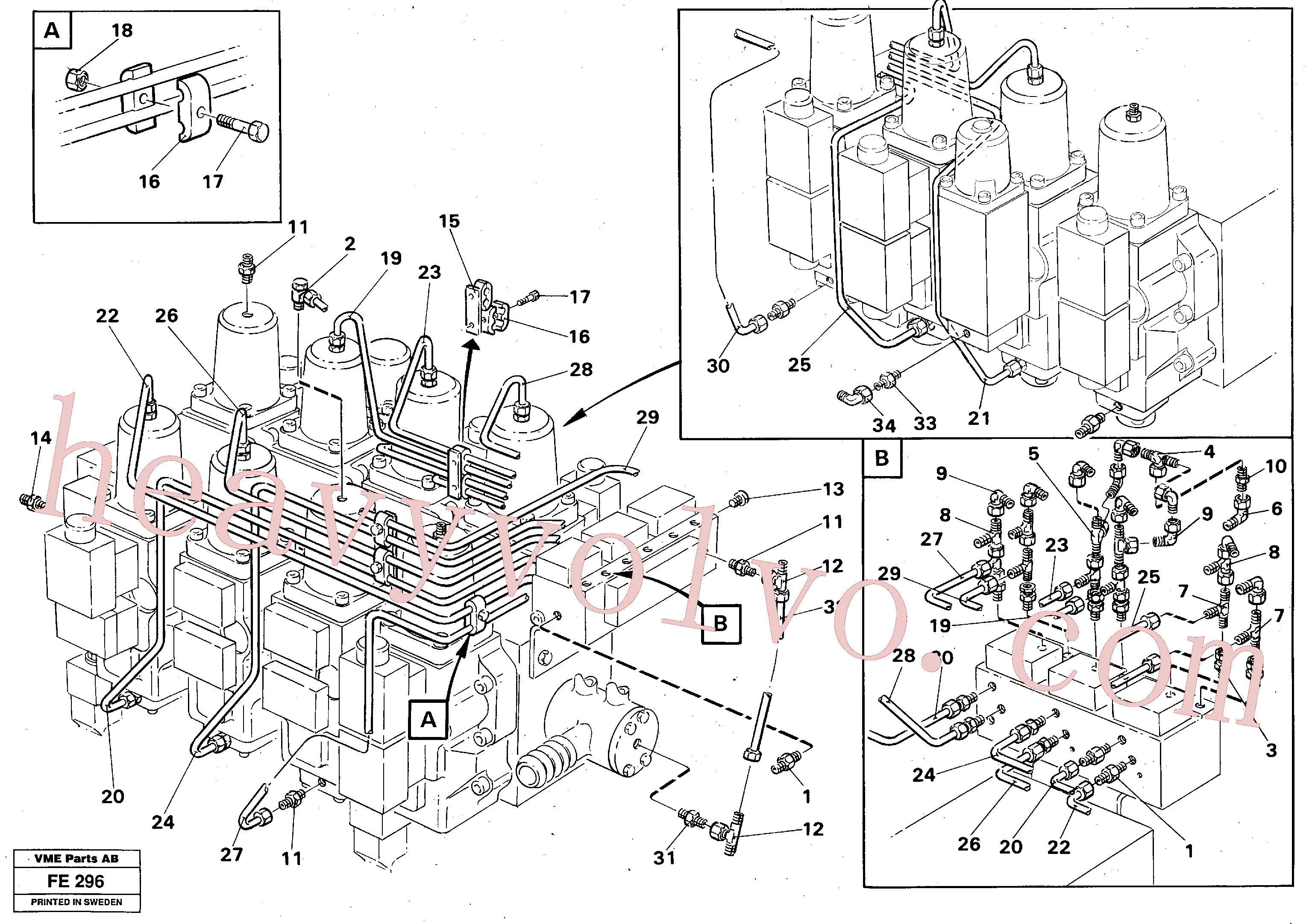 VOE14216050 for Volvo Main valve assembly, tubes, fittings(FE296 assembly)