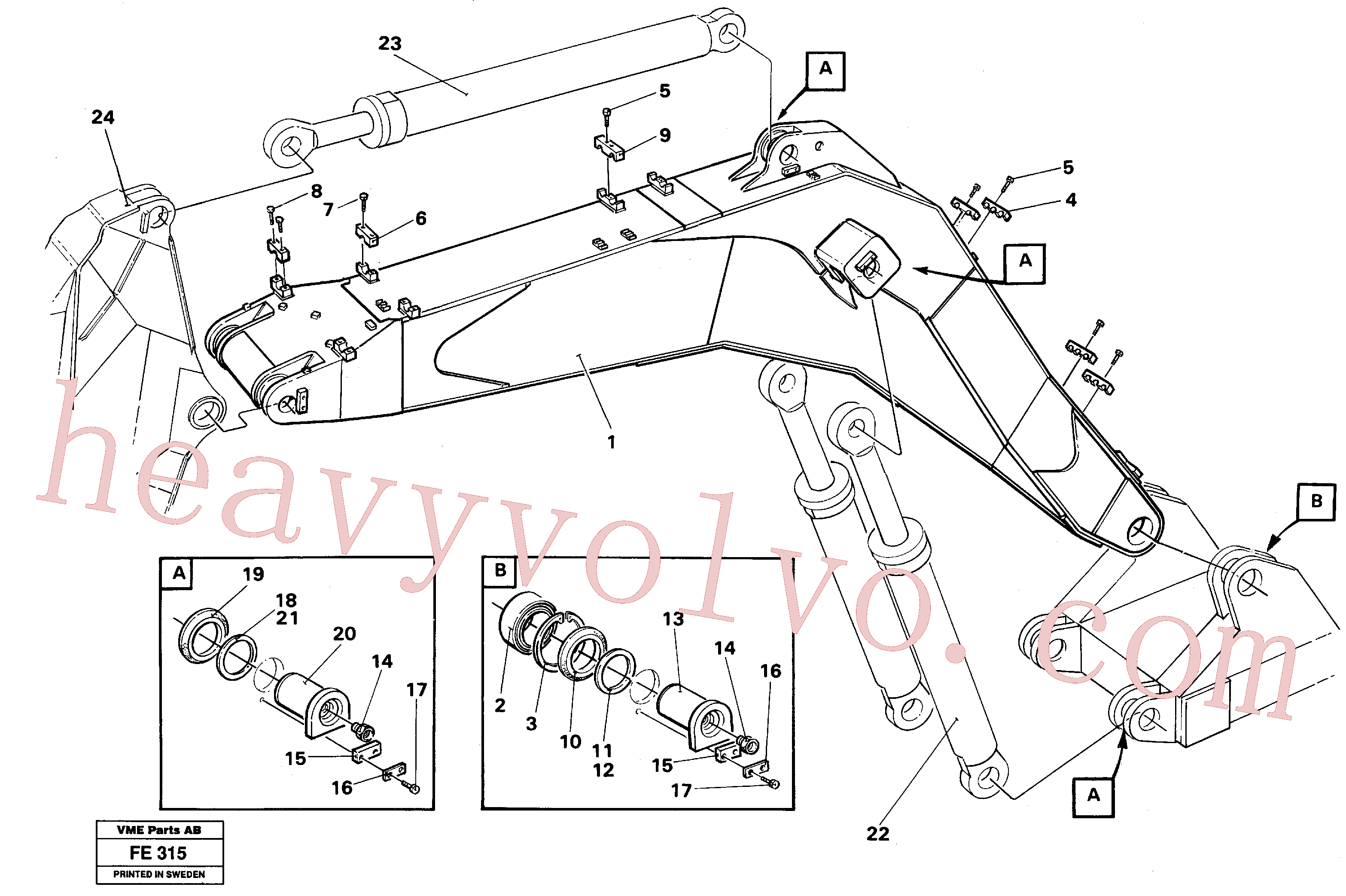 VOE14043569 for Volvo Backhoe boom, Mass Excavation incl. attachements(FE315 assembly)