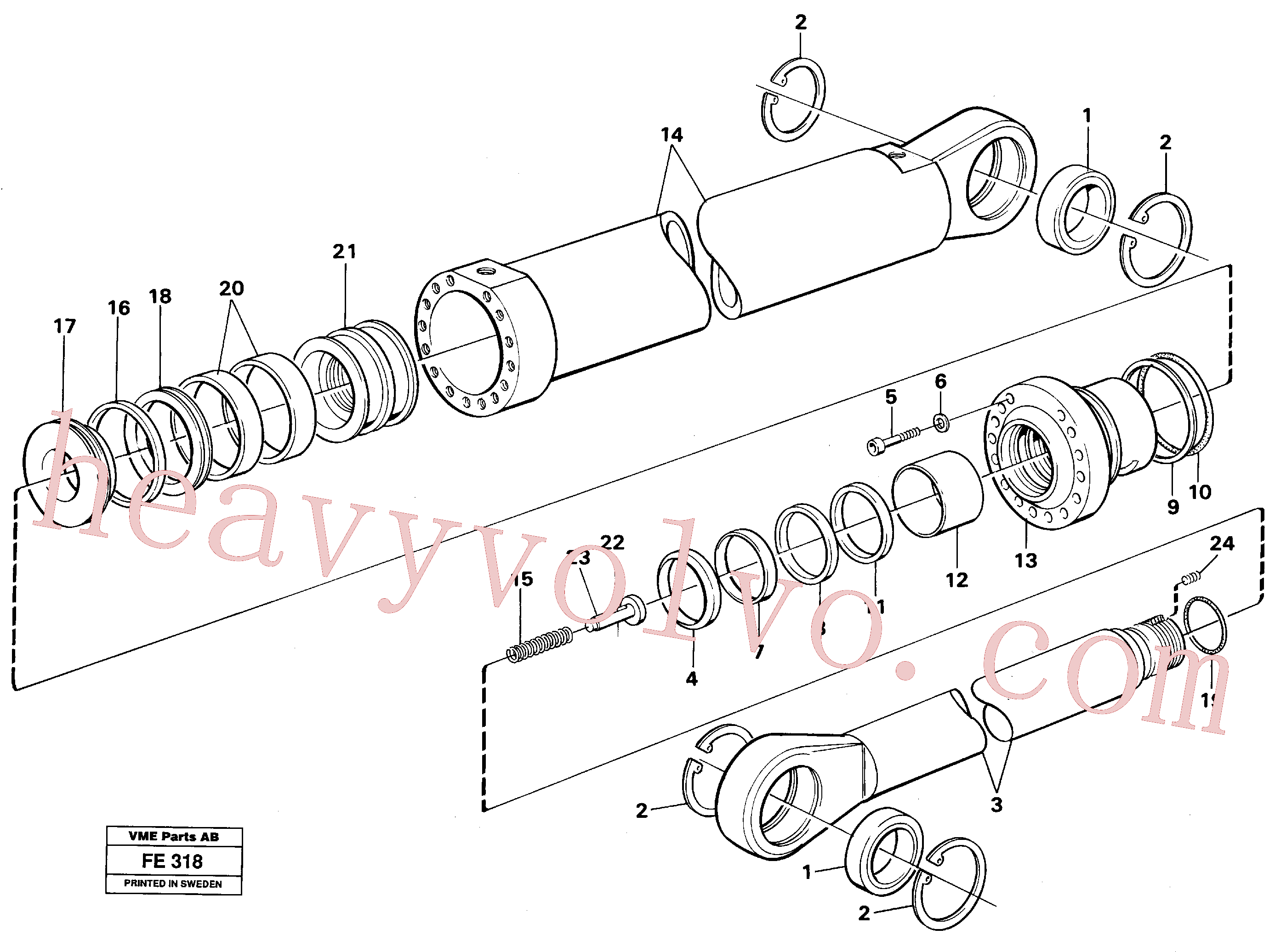 VOE14239752 for Volvo Boom and bucket cylinder, Mass Excavation(FE318 assembly)