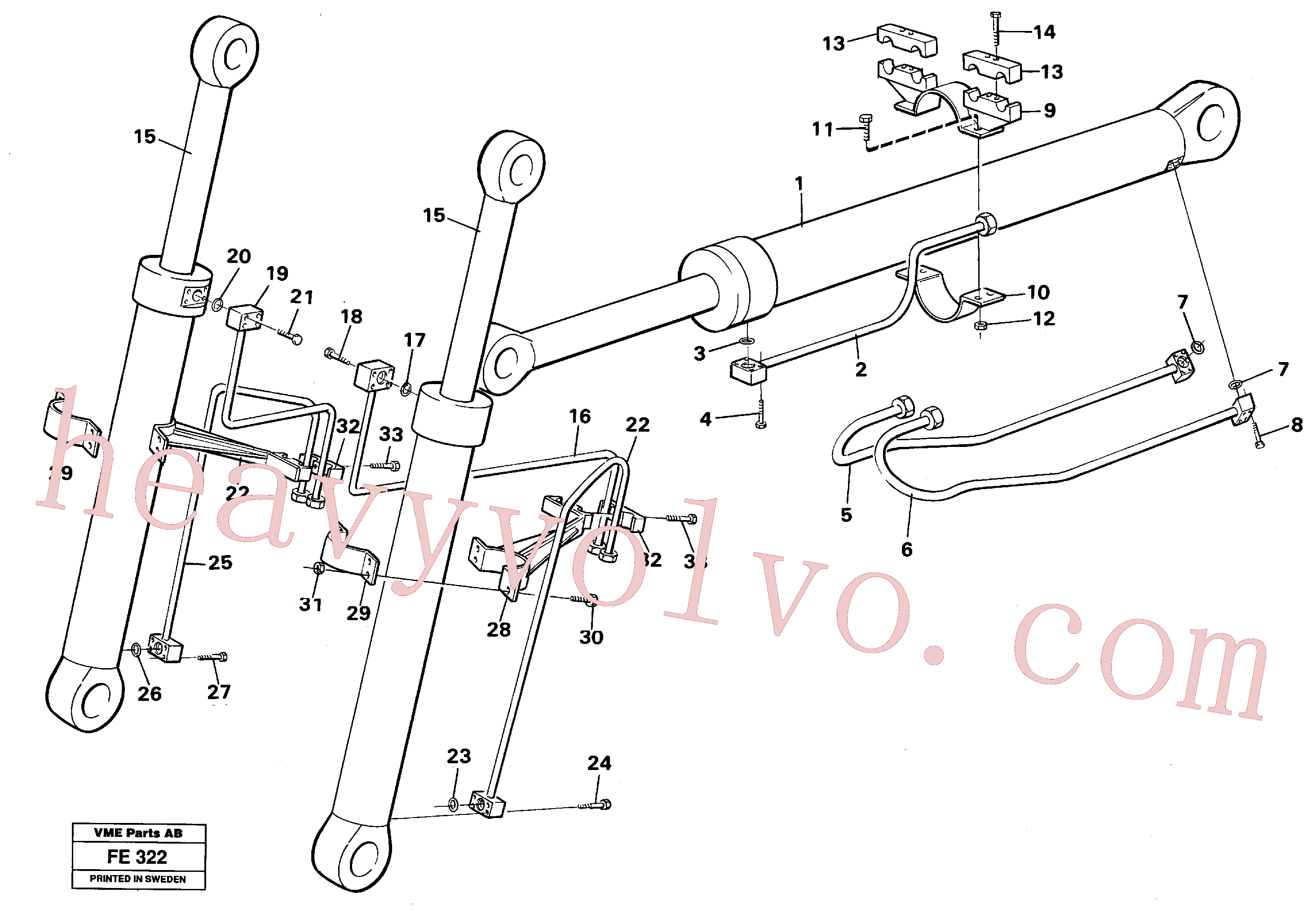 VOE14055779 for Volvo Hydraulic system, cylinder, front shovel equipment(FE322 assembly)