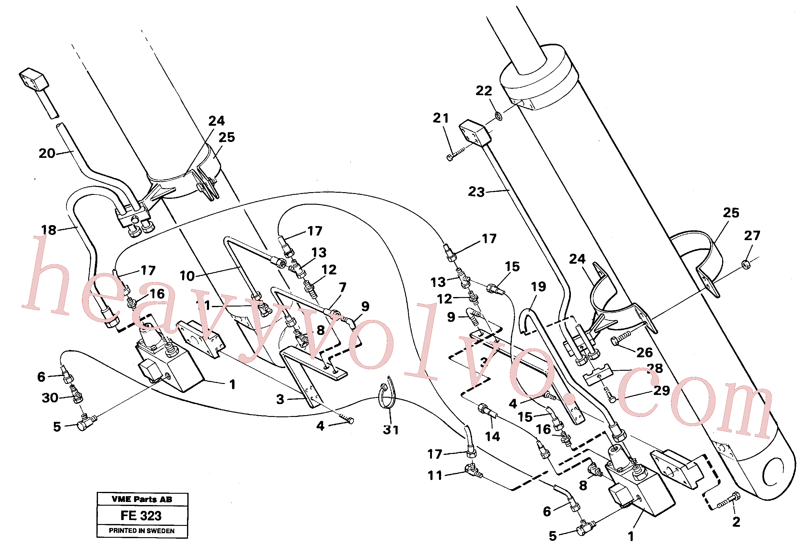 VOE14231238 for Volvo Hydraulic system, boom cylinder, front shovel equipment(FE323 assembly)