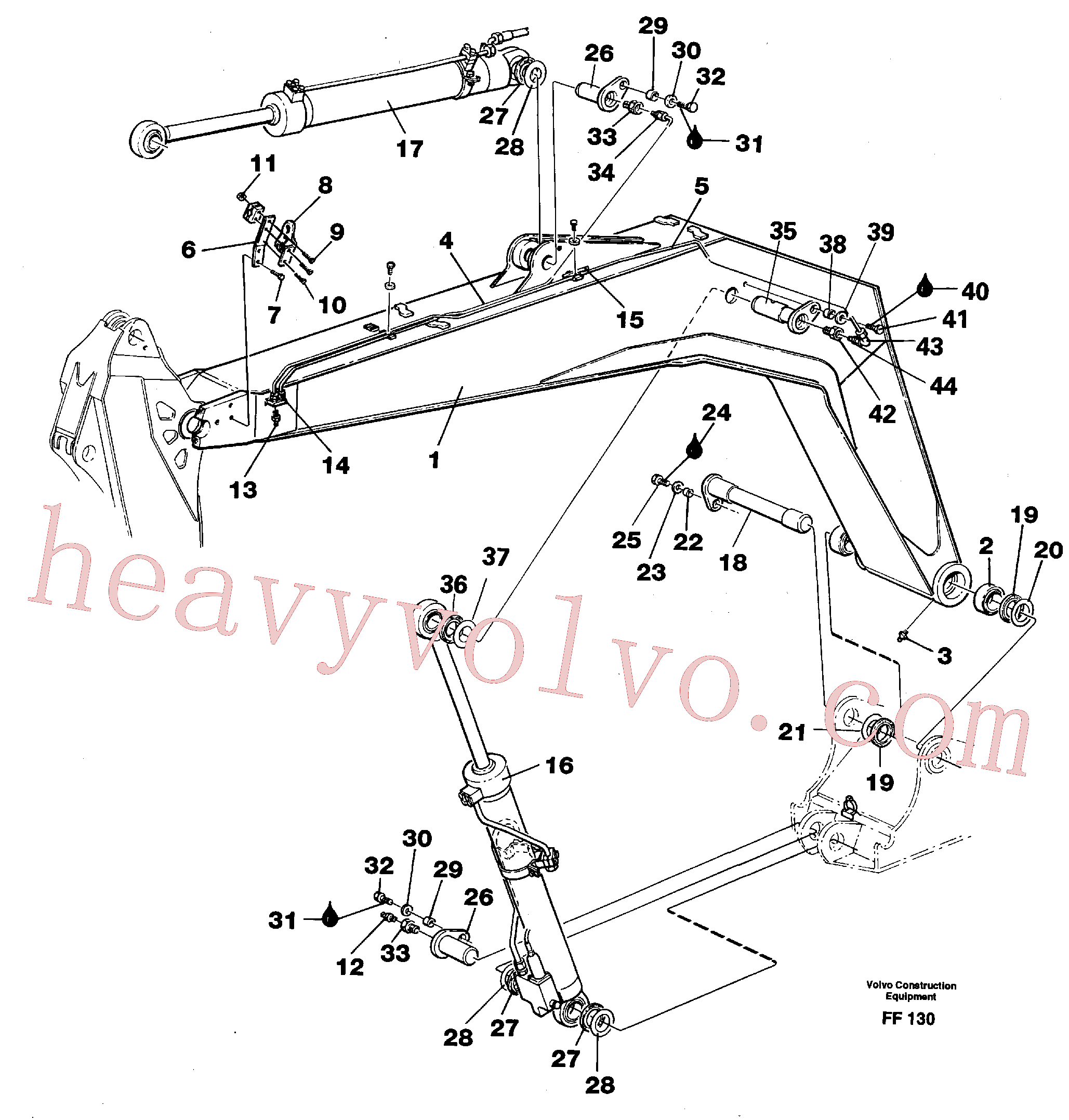 VOE14249075 for Volvo Backhoe boom 4,40m(FF130 assembly)