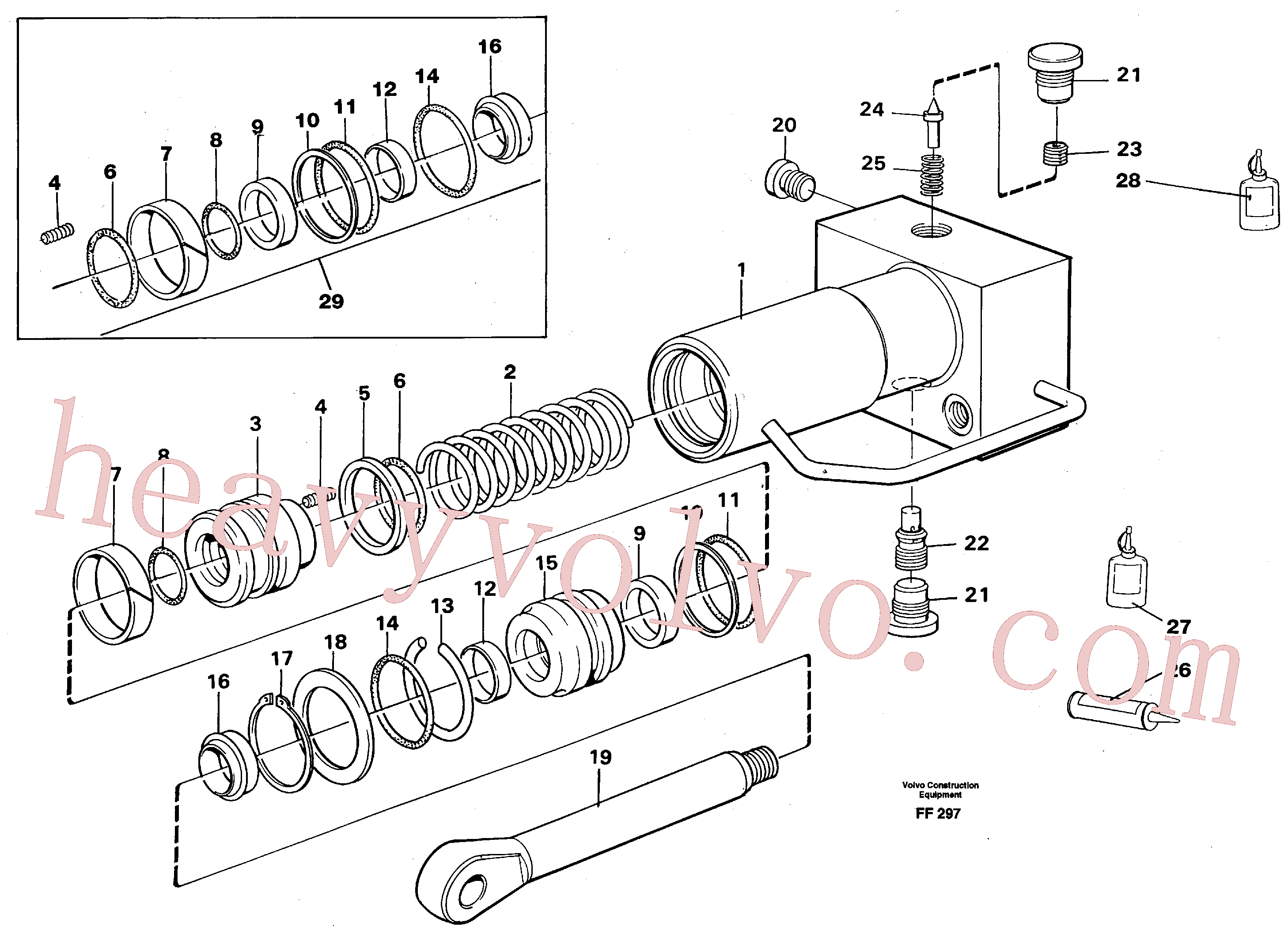 VOE14255801 for Volvo Hydraulic cylinder, quick attachment(FF297 assembly)