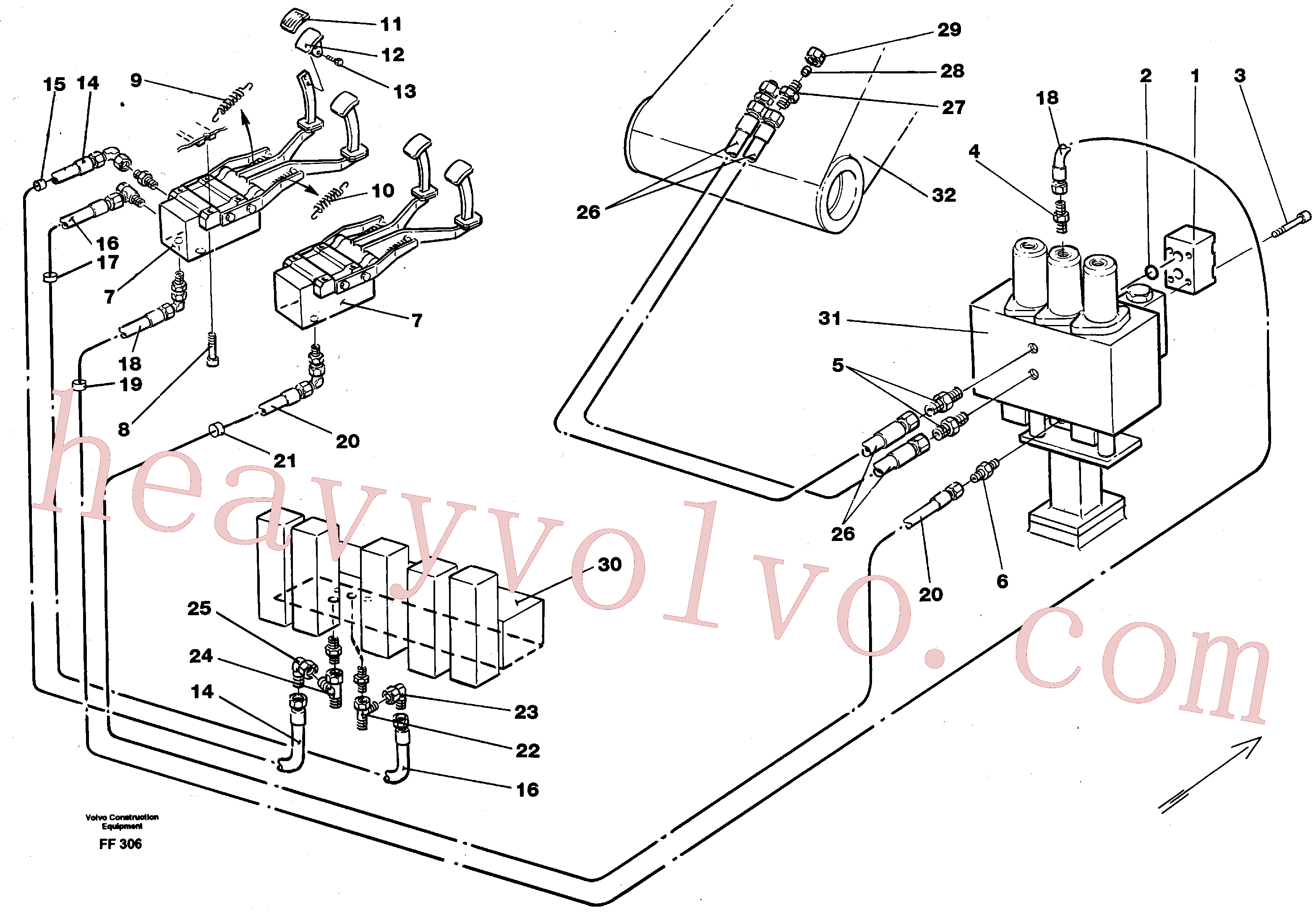 VOE14213153 for Volvo Slope bucket/rotating grab hydraulics in base machine(FF306 assembly)