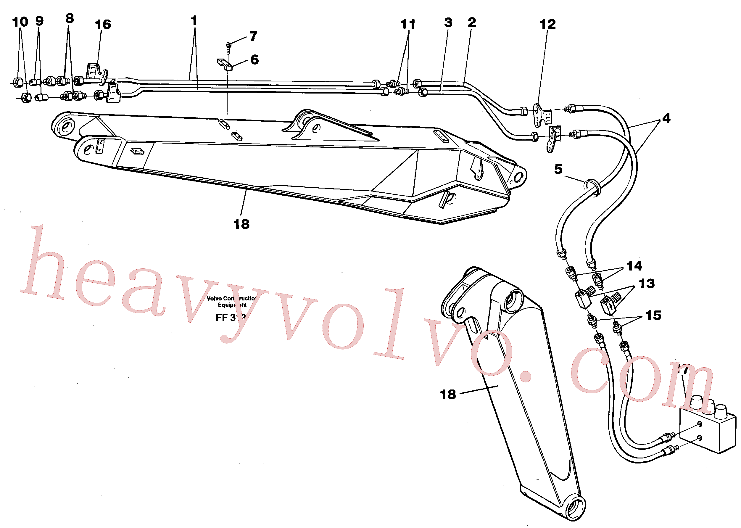 VOE14253464 for Volvo Slope/grab bucket equipment, adjustable boom 4.62m(FF313 assembly)