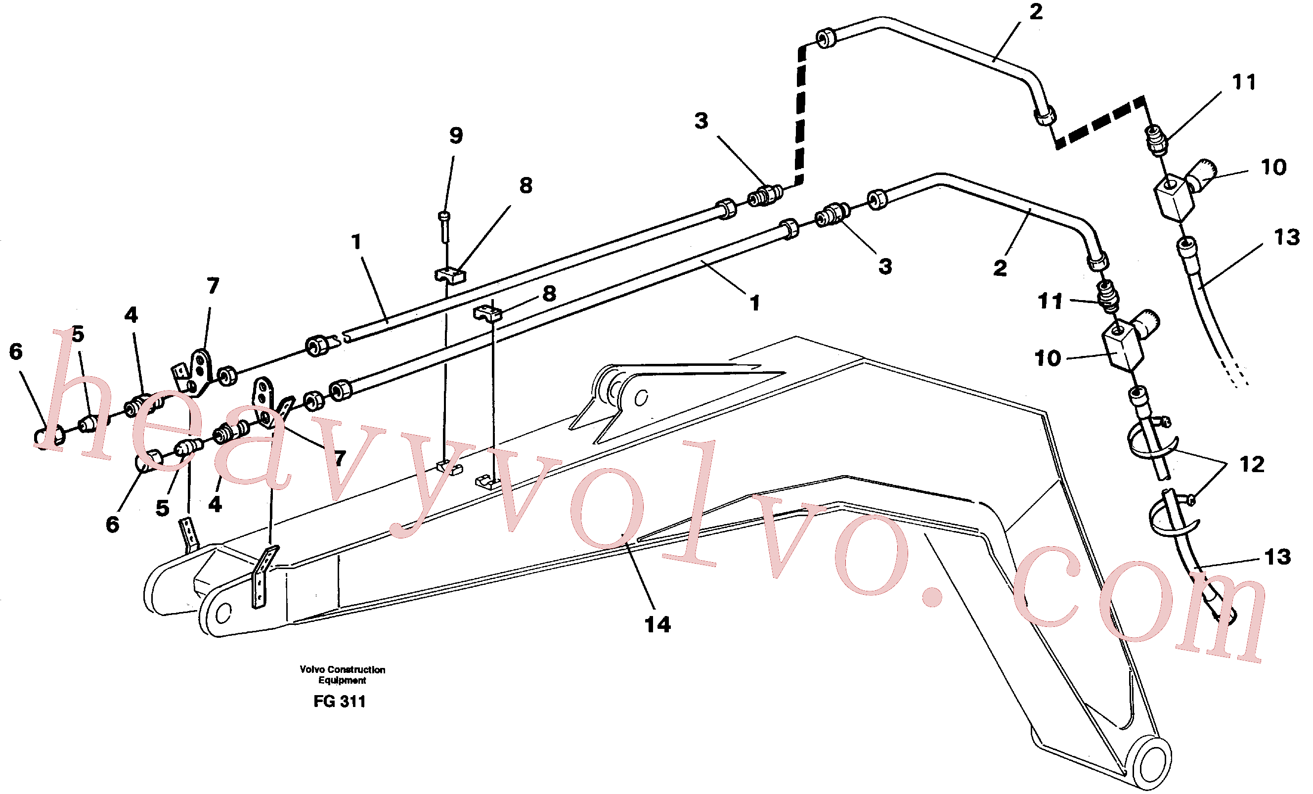 VOE14240722 for Volvo Slope/grab bucket equipment, boom 4.4m(FG311 assembly)