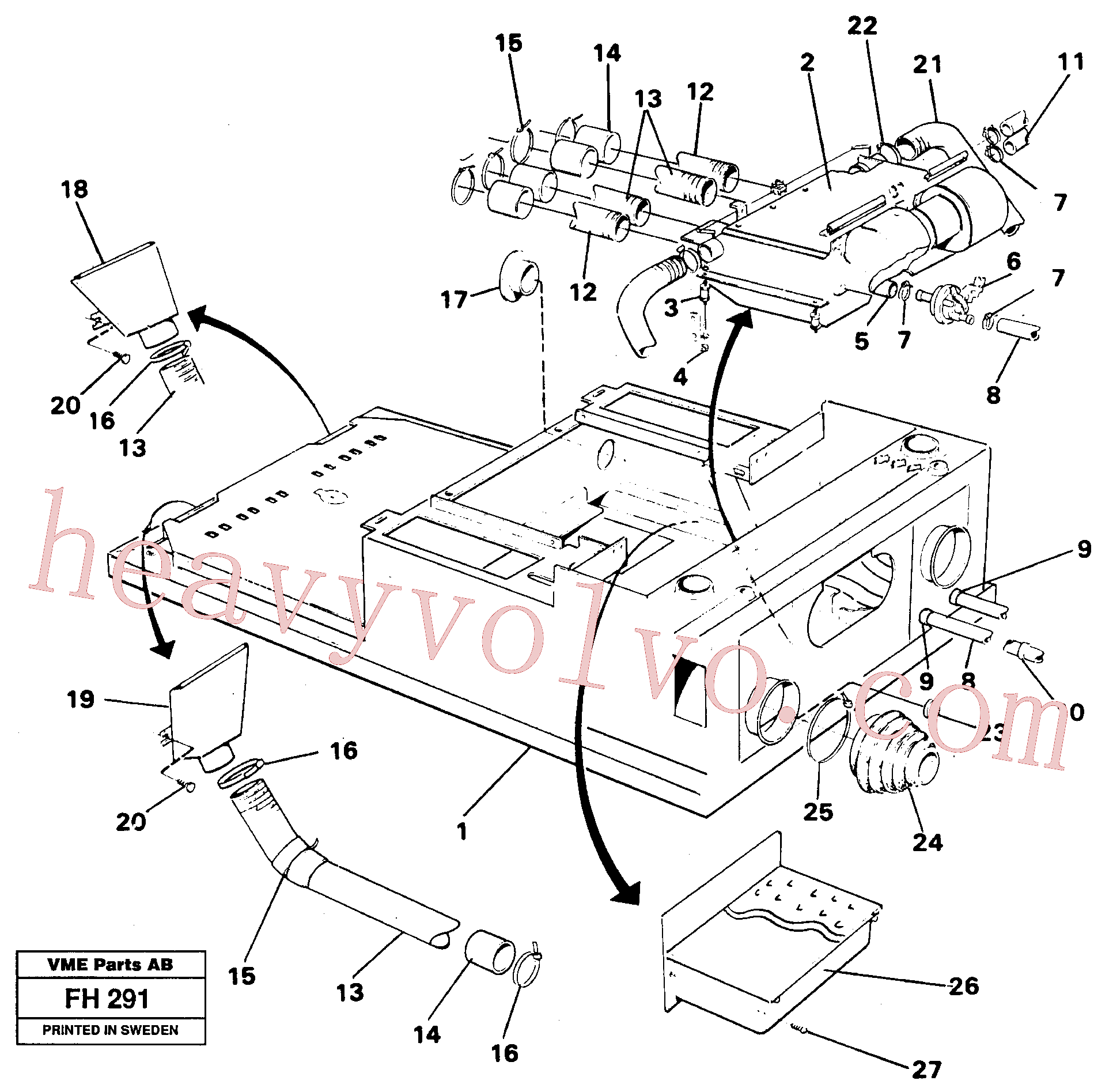 VOE13946501 for Volvo Cab heater with fitting parts(FH291 assembly)