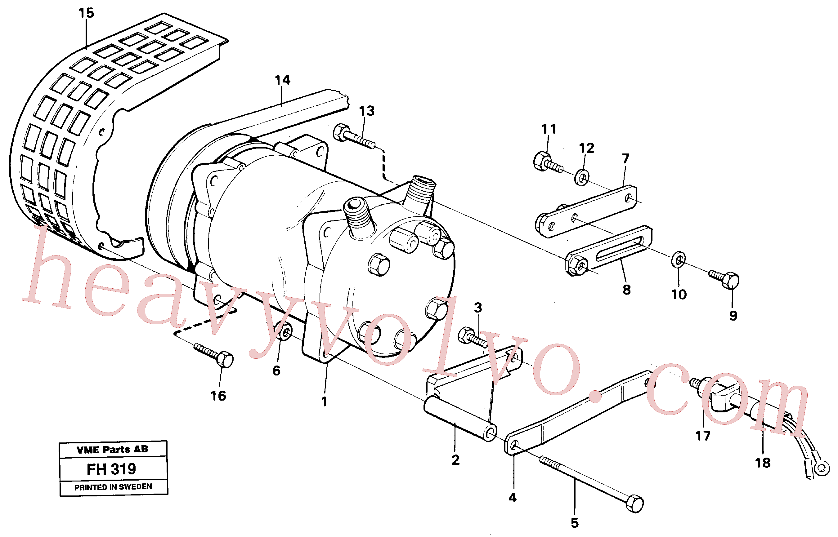 VOE14247403 for Volvo Compressor with fitting parts. cooling agent, R134a(FH319 assembly)