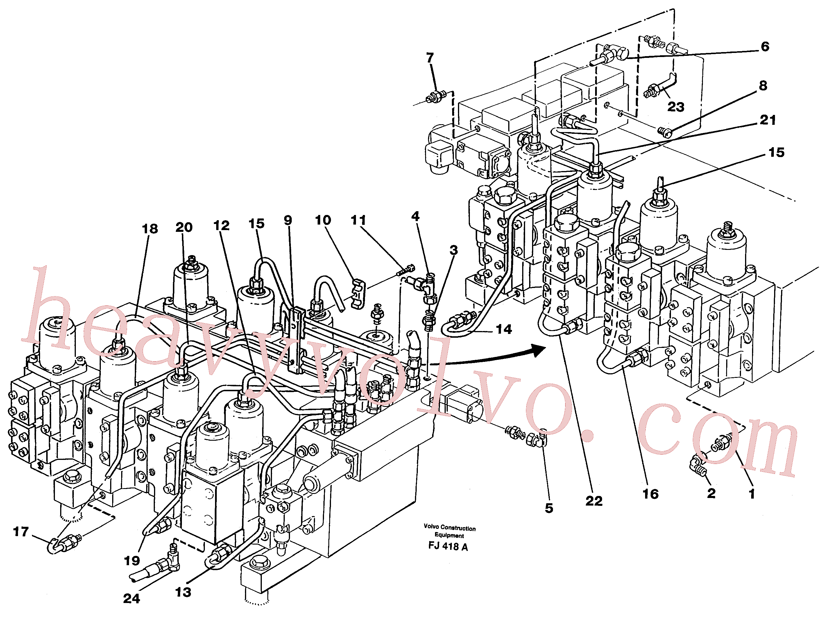 VOE14012487 for Volvo Main valve assembly, tubes connections(FJ418A assembly)