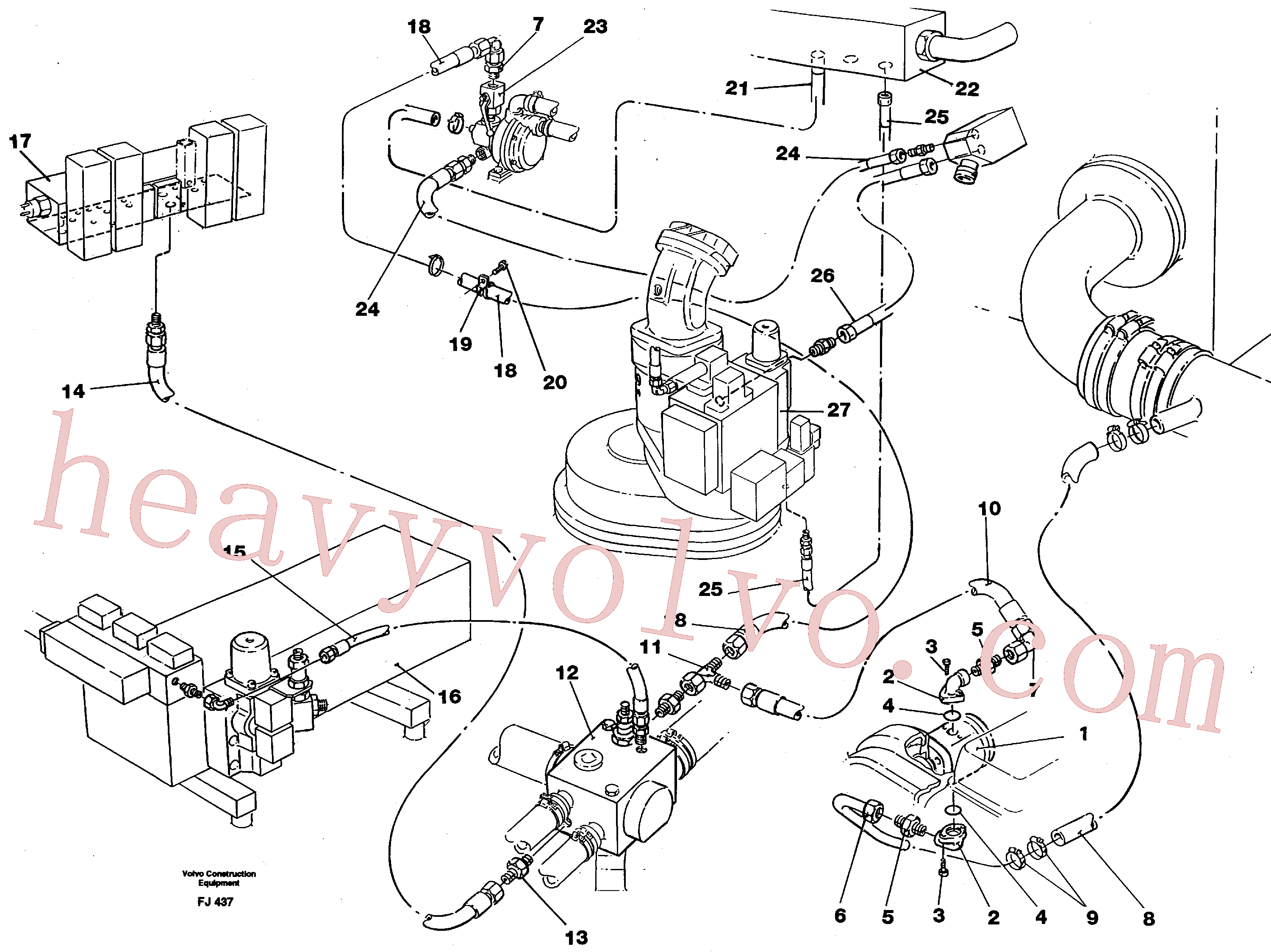 VOE14250568 for Volvo Hydraulic line, servo pump(FJ437 assembly)