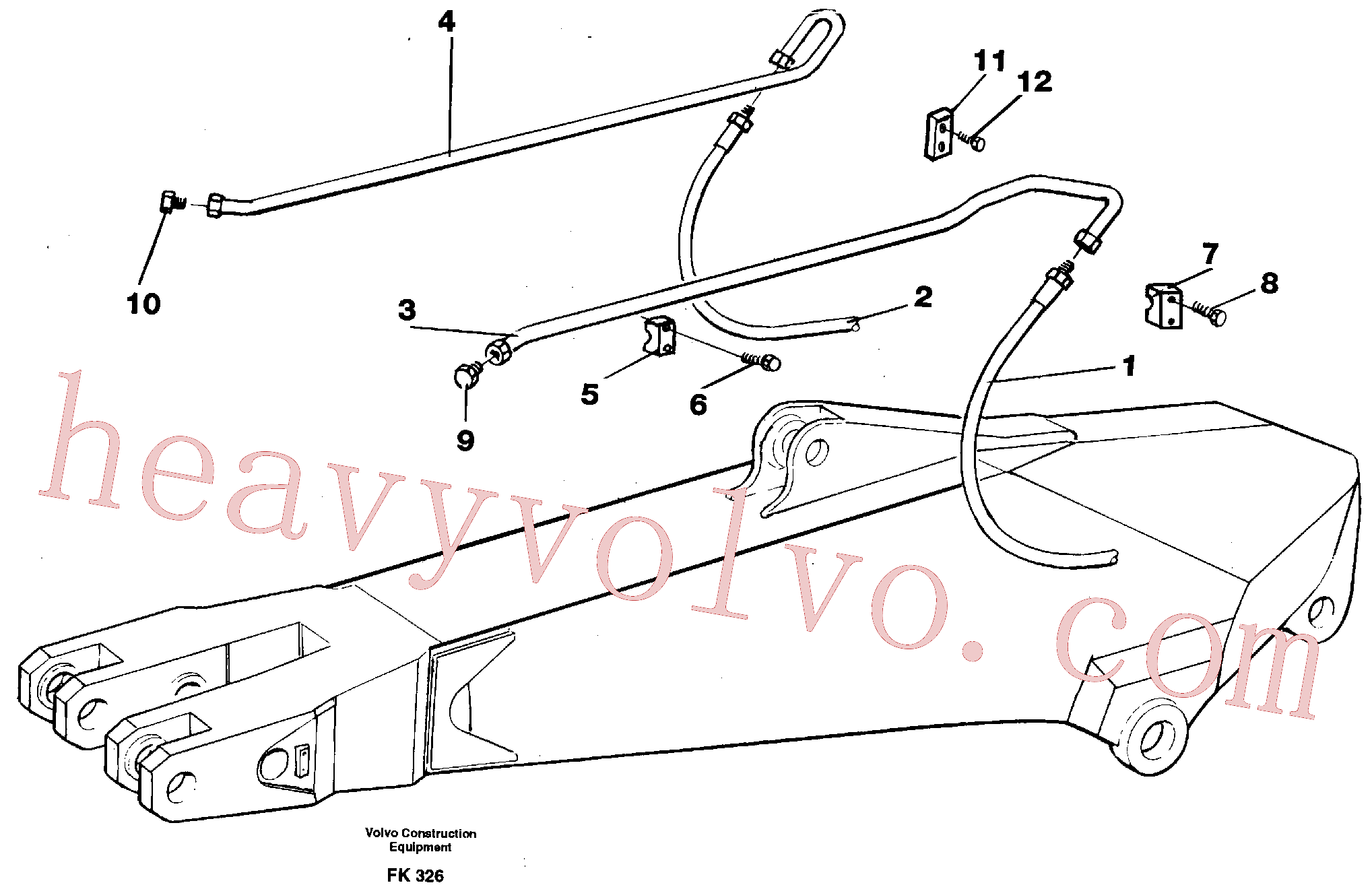 VOE14254444 for Volvo Hammer hydraulics on dipper arm, 2.00 m, 2.40 m, 2.80 m.(FK326 assembly)