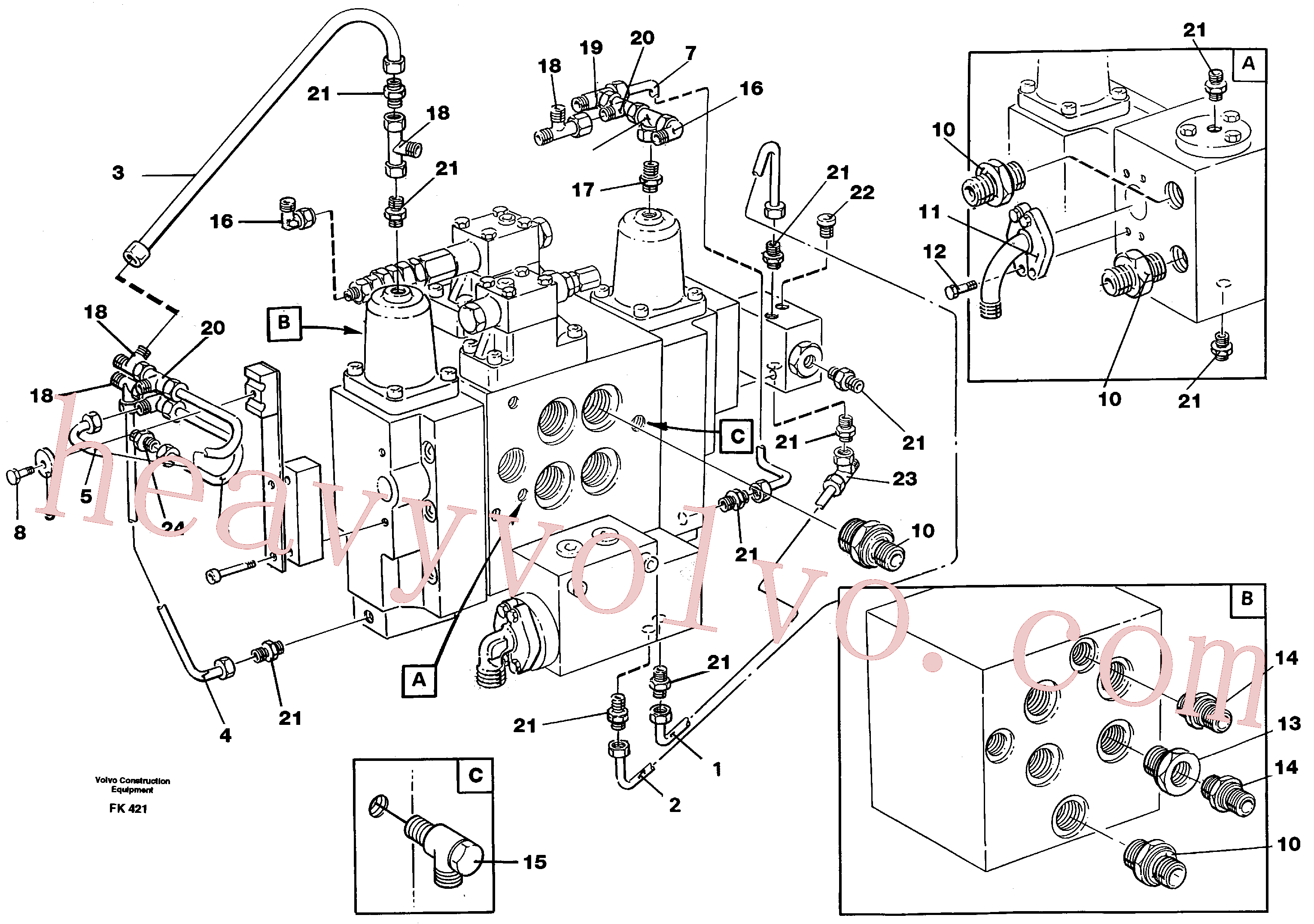 VOE14254954 for Volvo Slew valve assembly Nippels(FK421 assembly)