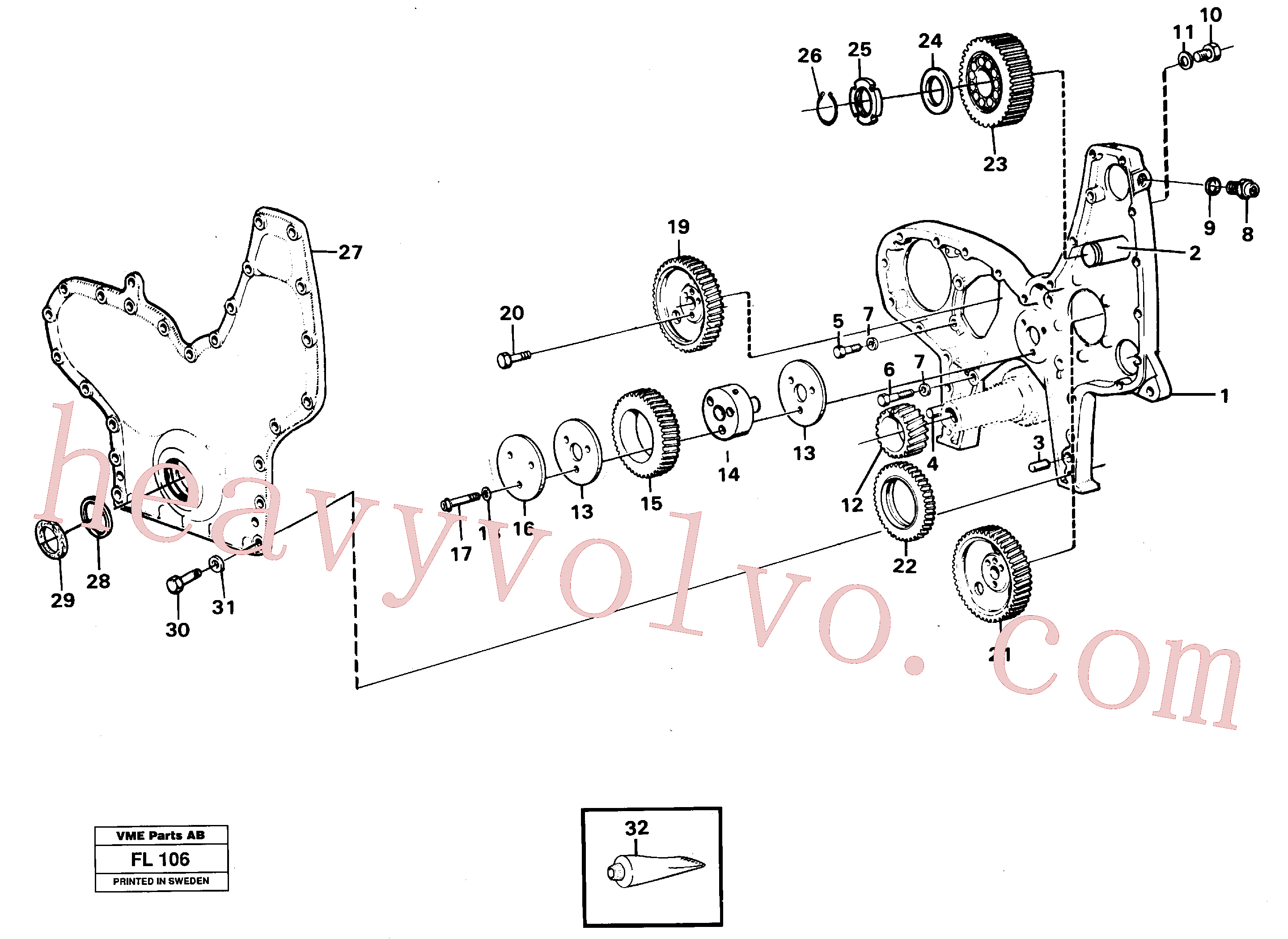 VOE960633 for Volvo Timing gear casing and gears(FL106 assembly)