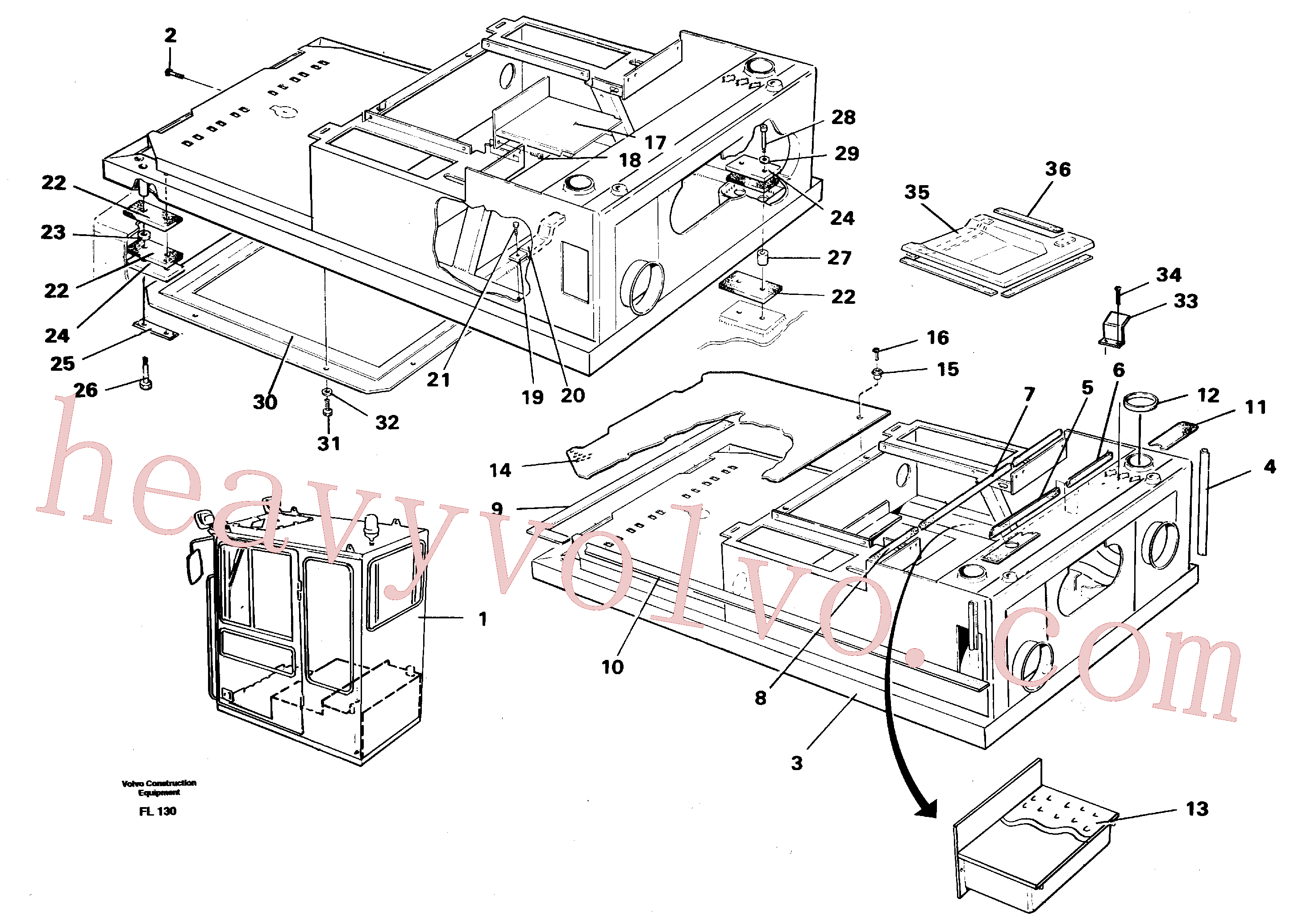 VOE14244843 for Volvo Drivers cab and cabin floor(FL130 assembly)