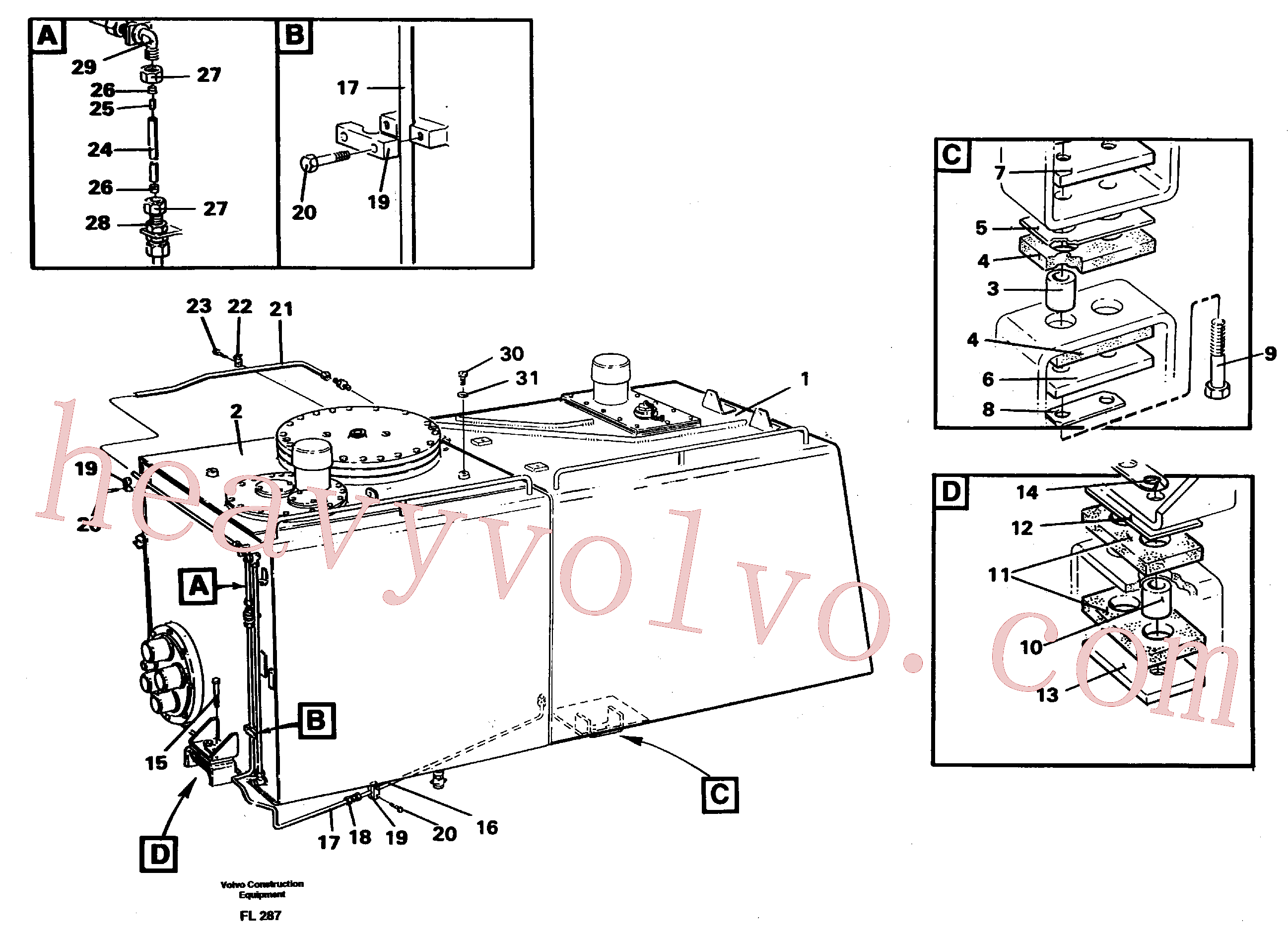 VOE14234131 for Volvo Fuel tank with fitting parts(FL287 assembly)