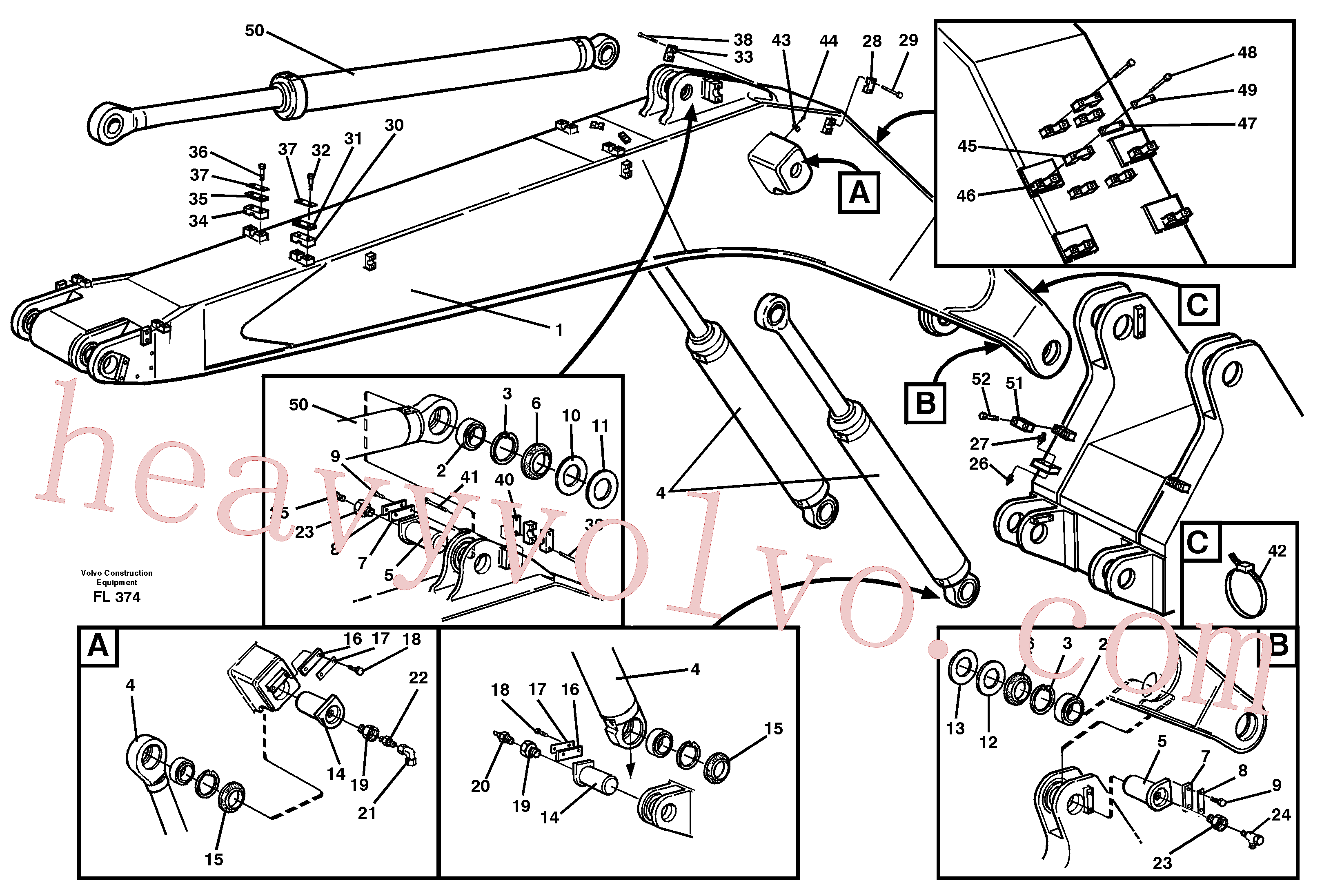 VOE14043569 for Volvo Backhoe boom incl. attachements, 6.65 m(FL374 assembly)