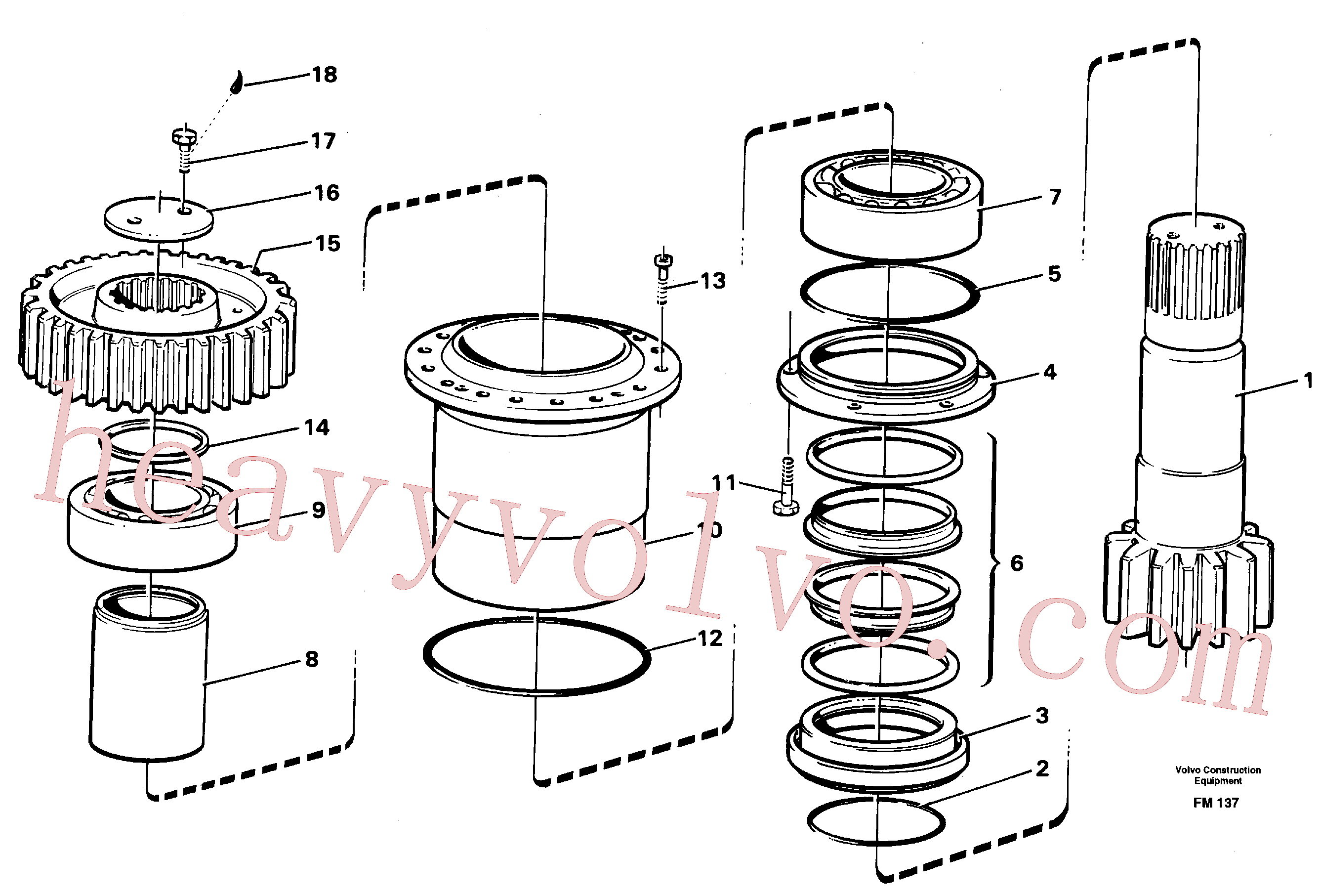 VOE14236024 for Volvo Slew drive shaft(FM137 assembly)