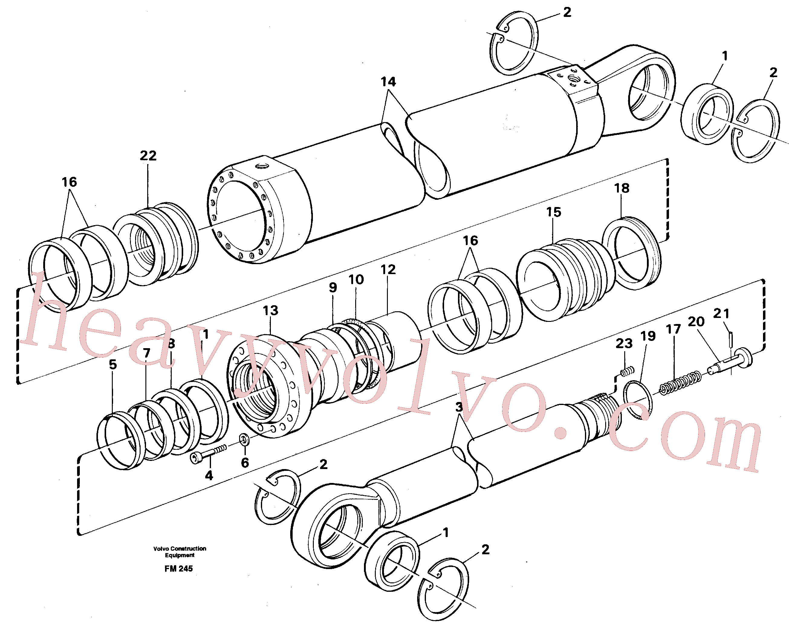 VOE13960237 for Volvo Dipper cylinder for backhoe dipper and mass excavation(FM245 assembly)