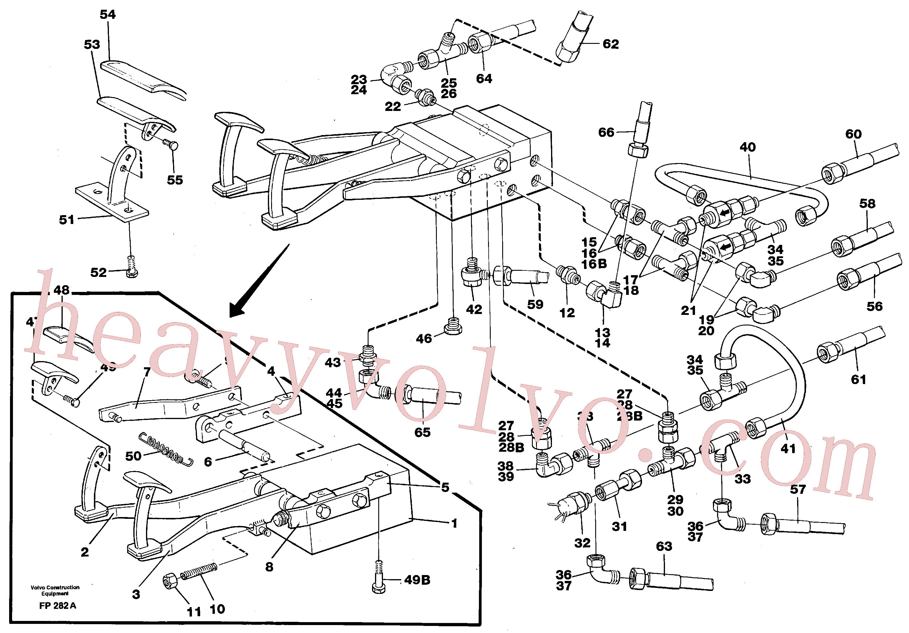 VOE14023611 for Volvo Pedal valve with foot rest and fittings(FP282A assembly)