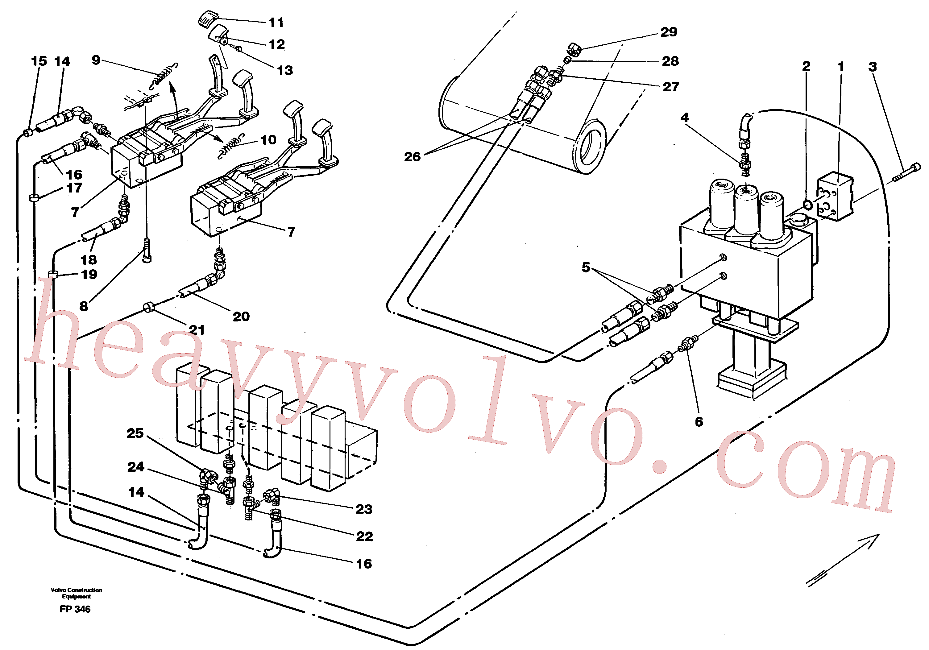 VOE14213153 for Volvo Slope bucket/rotating grab hydraulics in base machine(FP346 assembly)