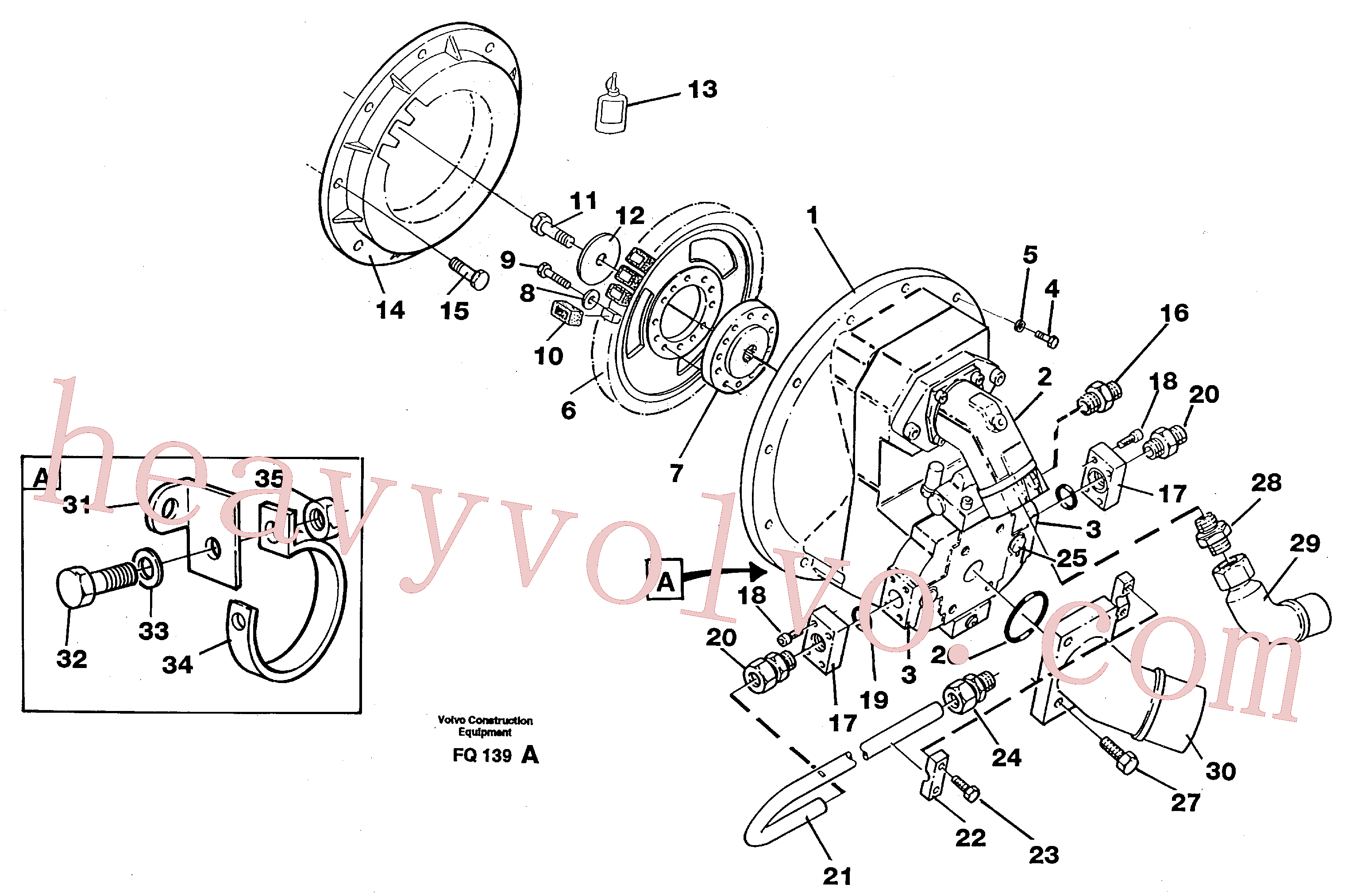 VOE14216033 for Volvo Pump gear box with assemblying parts(FQ139A assembly)